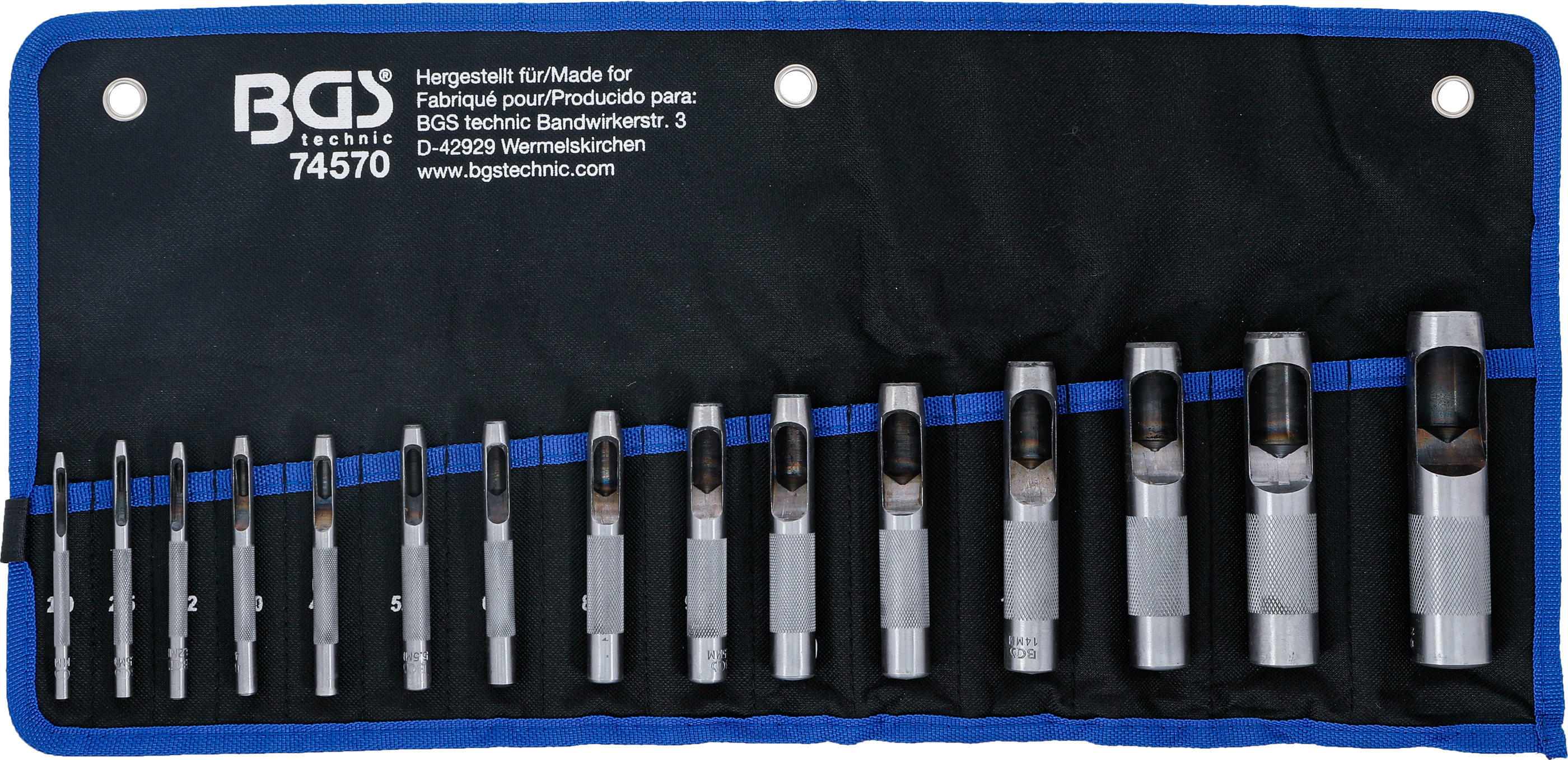 BGS Locheisen-Satz | 2 - 22 mm | 15-tlg.