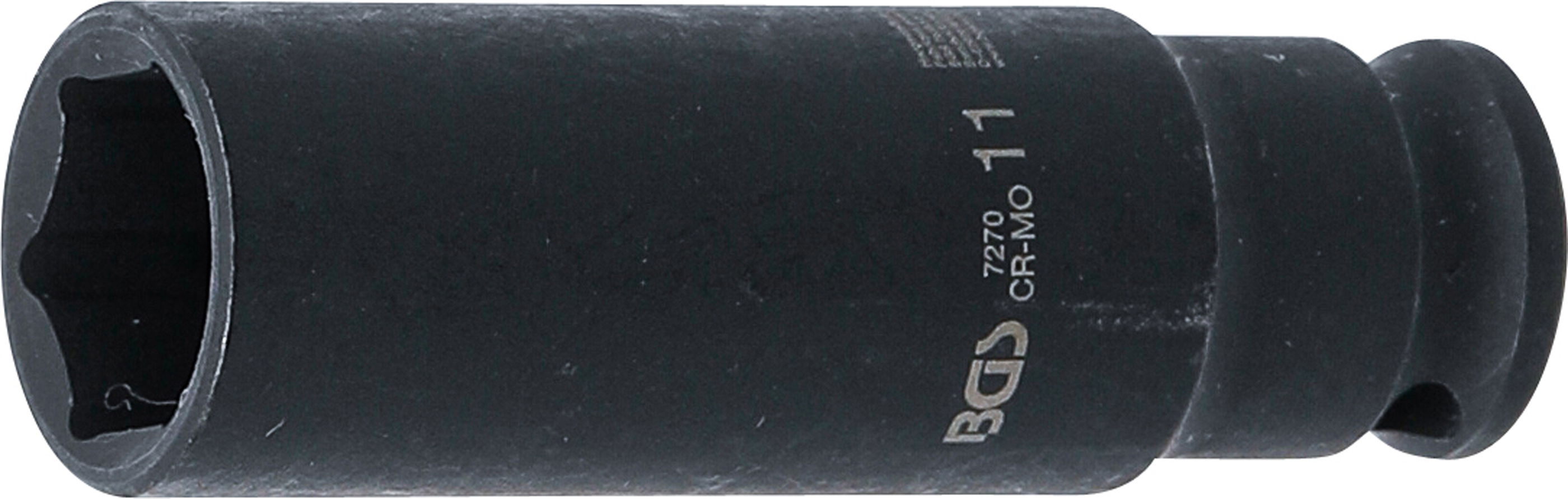 BGS Kraft-Steckschlüssel-Einsatz Sechskant, tief | Antrieb Innenvierkant 6,3 mm (1/4") | SW 11 mm