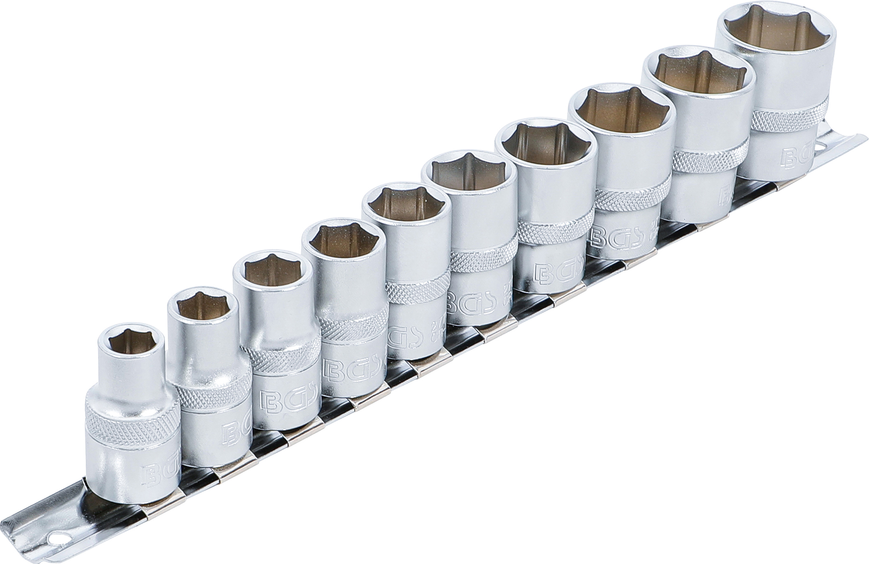 BGS Steckschlüssel-Einsatz-Satz, Sechskant | Antrieb Innenvierkant 12,5 mm (1/2") | Zollgrößen | 10-tlg.