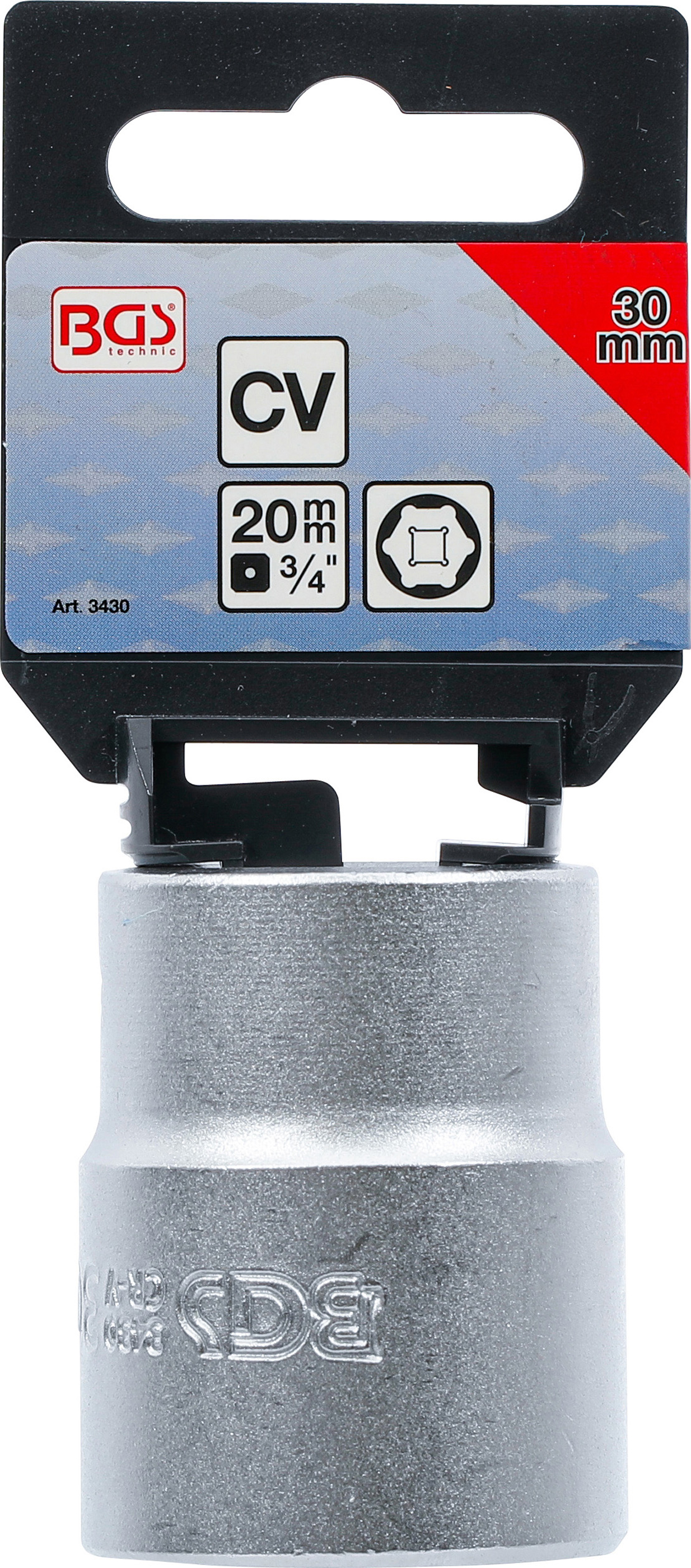 BGS Steckschlüssel-Einsatz Sechskant | Antrieb Innenvierkant 20 mm (3/4") | SW 30 mm