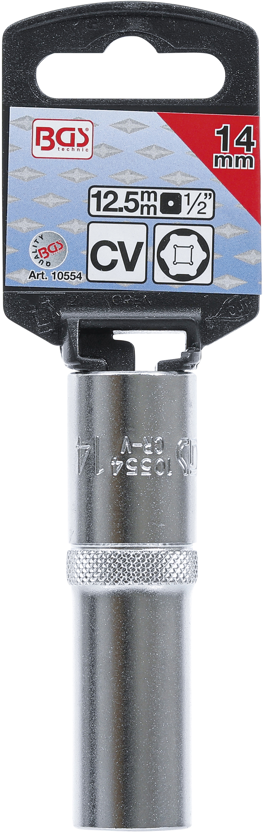 BGS Steckschlüssel-Einsatz Sechskant, tief | Antrieb Innenvierkant 12,5 mm (1/2") | SW 14 mm