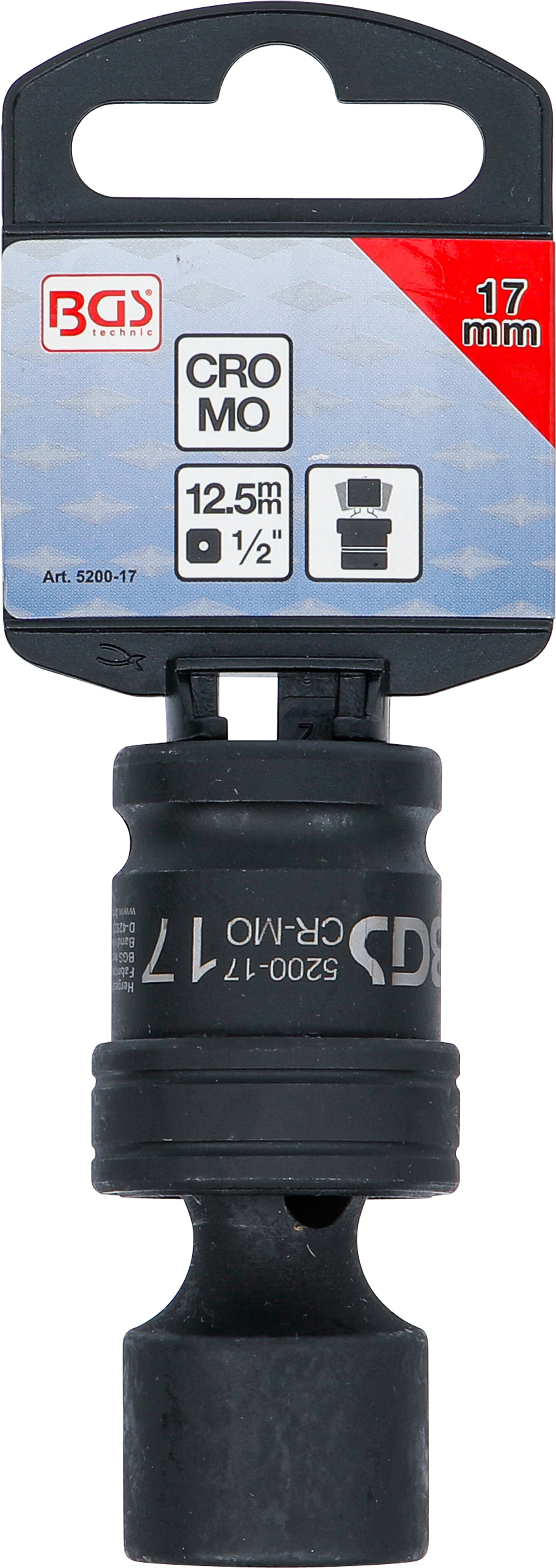 BGS Kraft-Kugelgelenk-Einsatz | Antrieb Innenvierkant 12,5 mm (1/2") | SW 17 mm