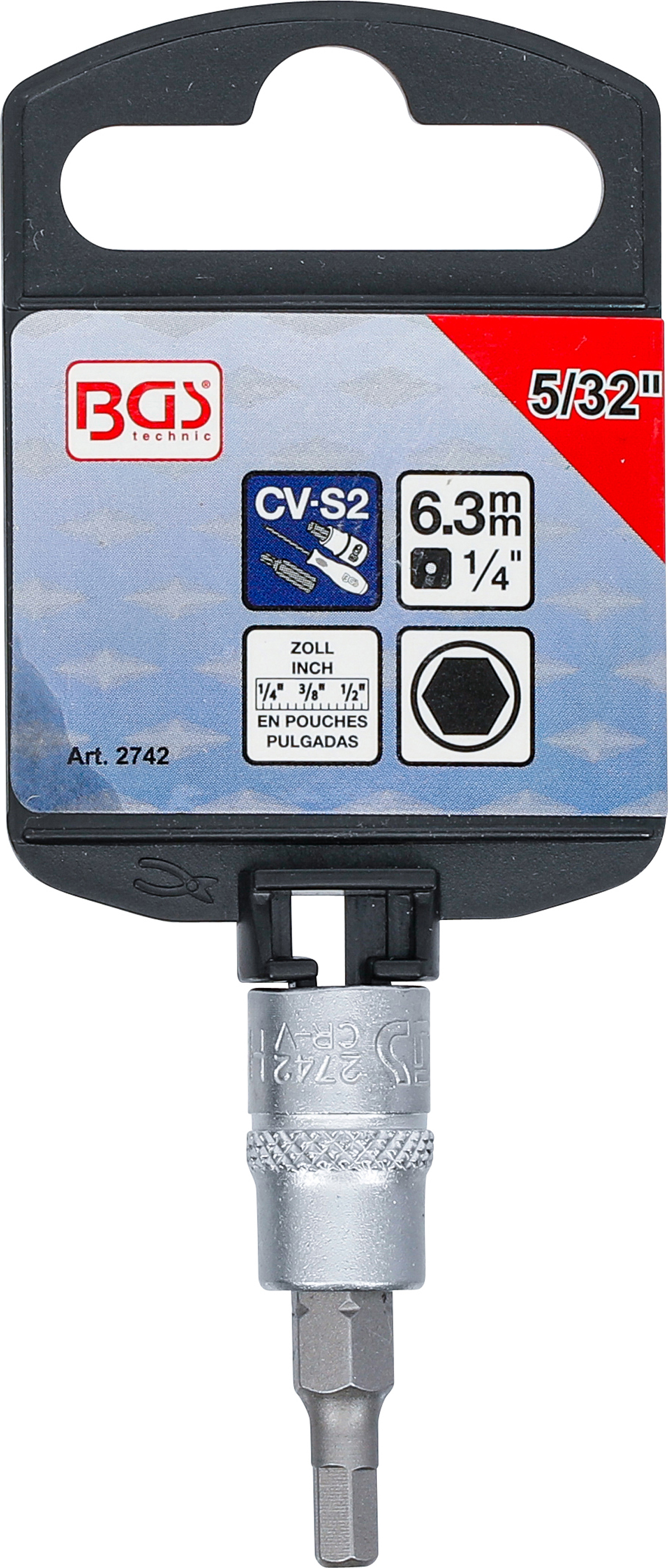 BGS Bit-Einsatz | Antrieb Innenvierkant 6,3 mm (1/4") | Innensechskant 5/32"