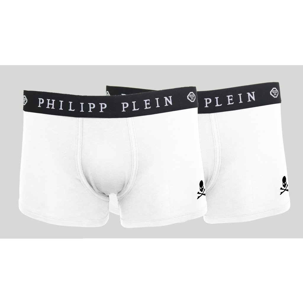 Philipp Plein Herren Boxershorts Skull 2er Pack Weiss Gr. L