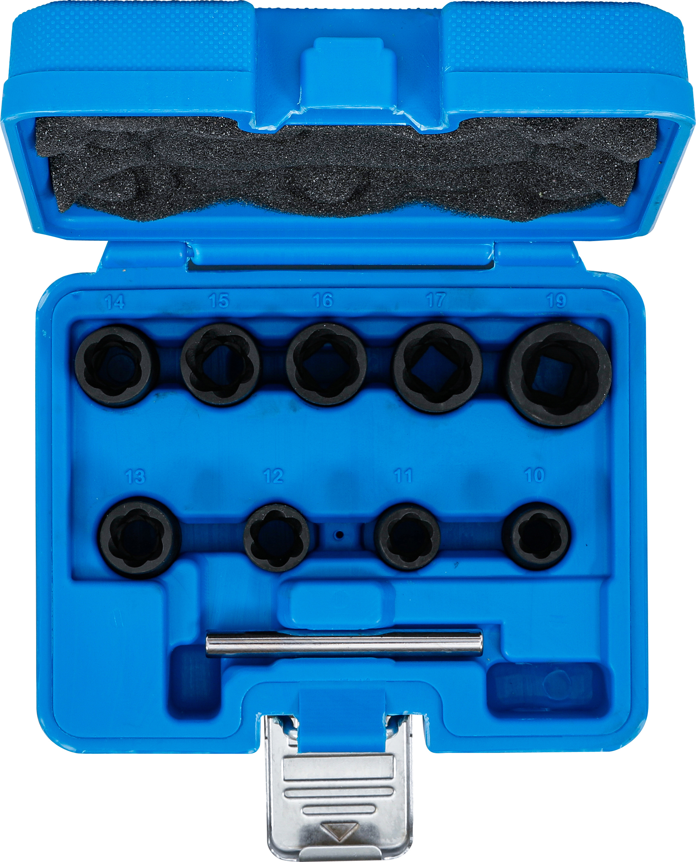 BGS Spiral-Profil-Steckschlüssel-Satz / Schraubenausdreher | Antrieb Innenvierkant 10 mm (3/8") | SW 10 - 19 mm | 10-tlg.