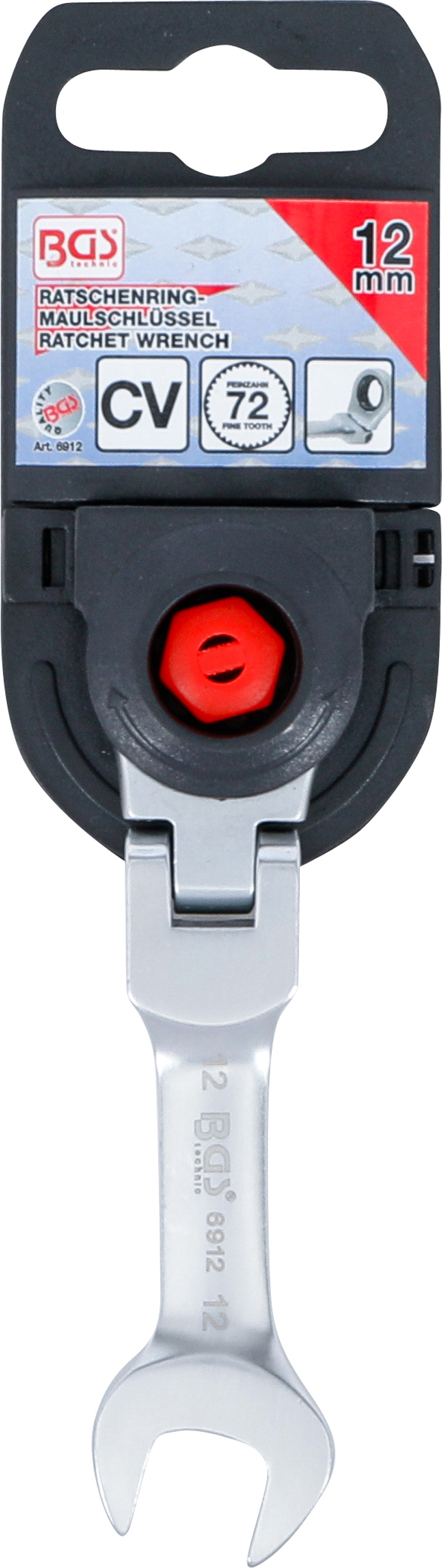 BGS Ratschenring-Maulschlüssel | kurz | abwinkelbar | SW 12 mm