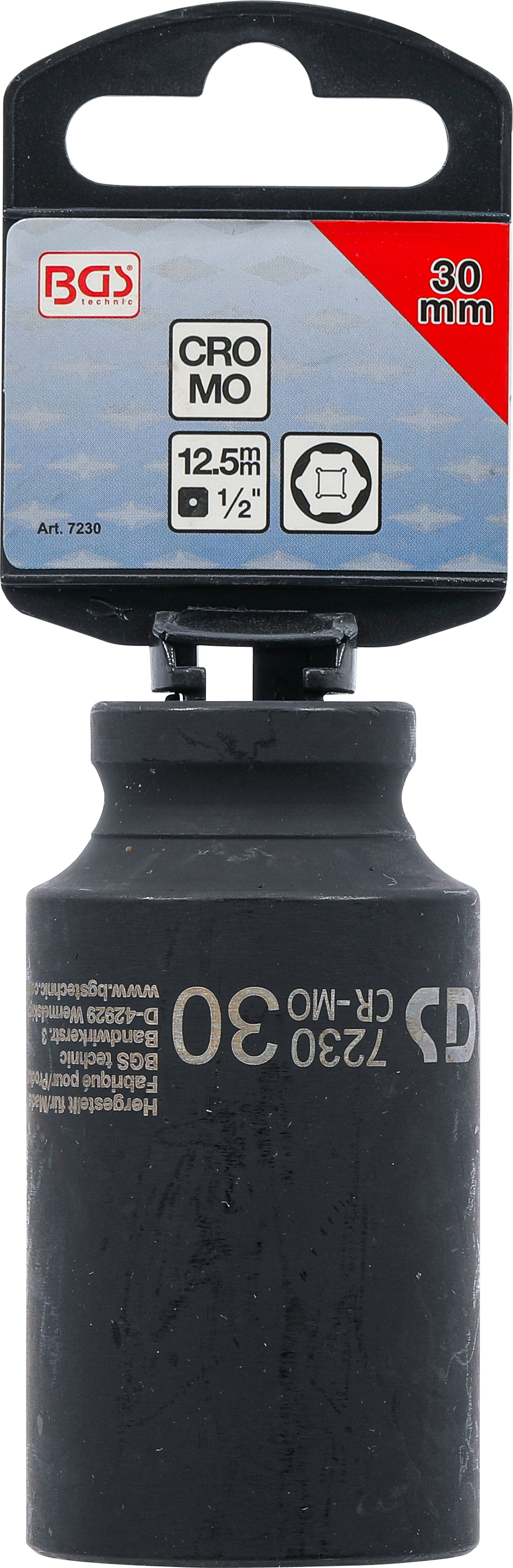 BGS Kraft-Steckschlüssel-Einsatz Sechskant, tief | Antrieb Innenvierkant 12,5 mm (1/2") | SW 30 mm