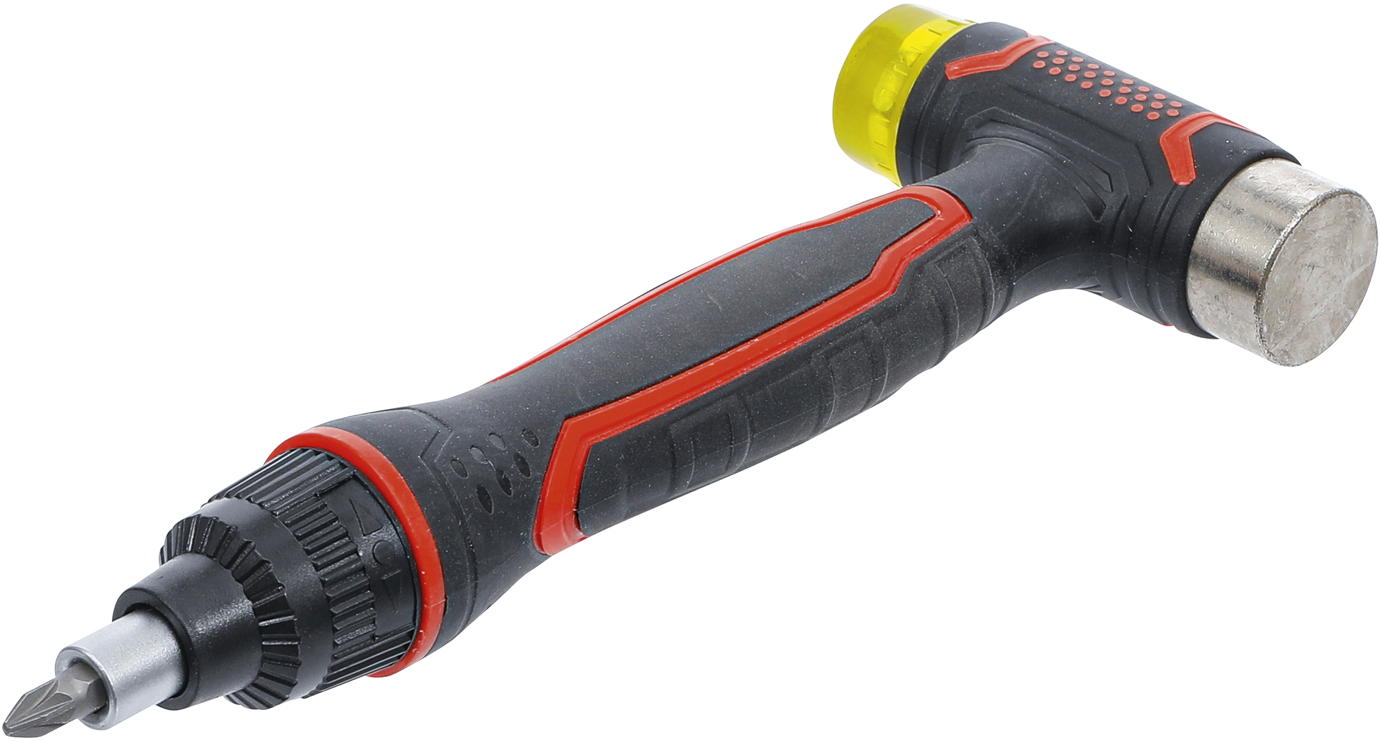 BGS Wechselkopf-Hammer | mit Ratschen-Drehgriff für Bits, umschaltbar | 3-in-1