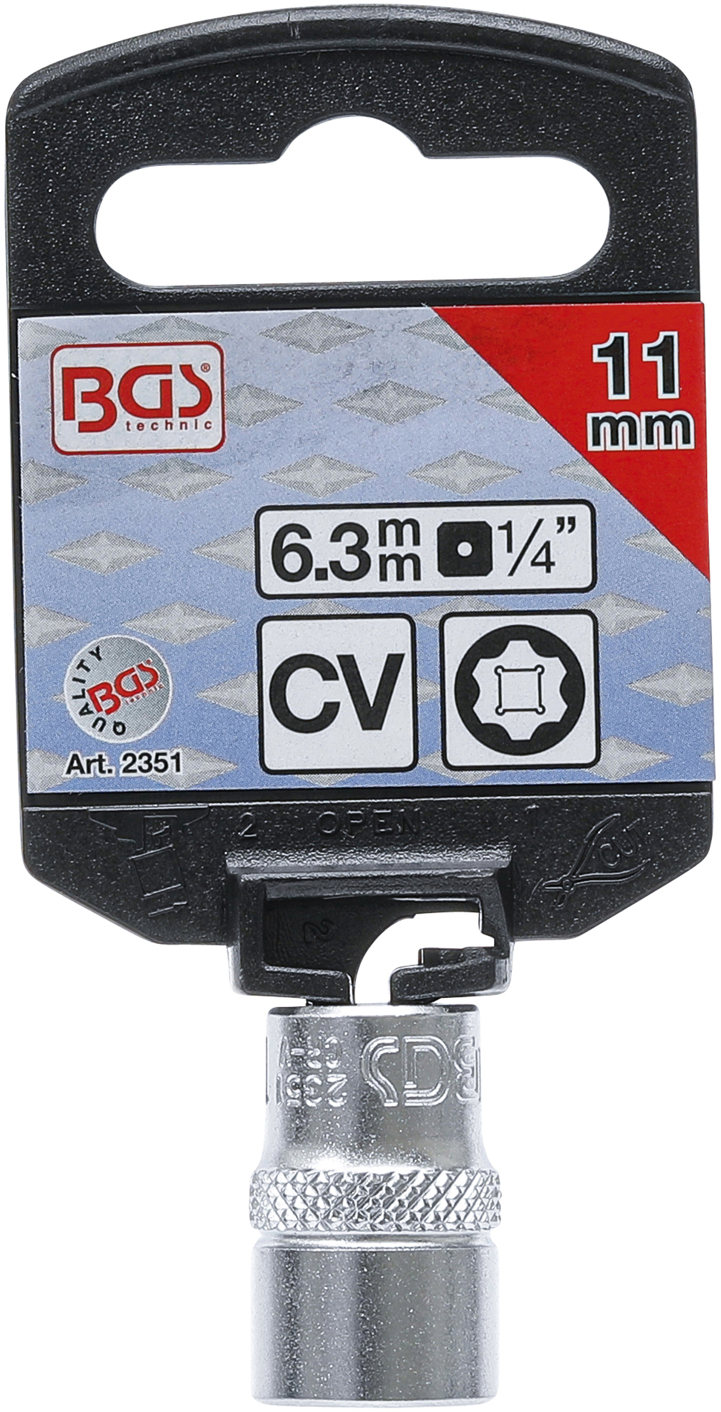 BGS Steckschlüssel-Einsatz Super Lock | Antrieb Innenvierkant 6,3 mm (1/4") | SW 11 mm