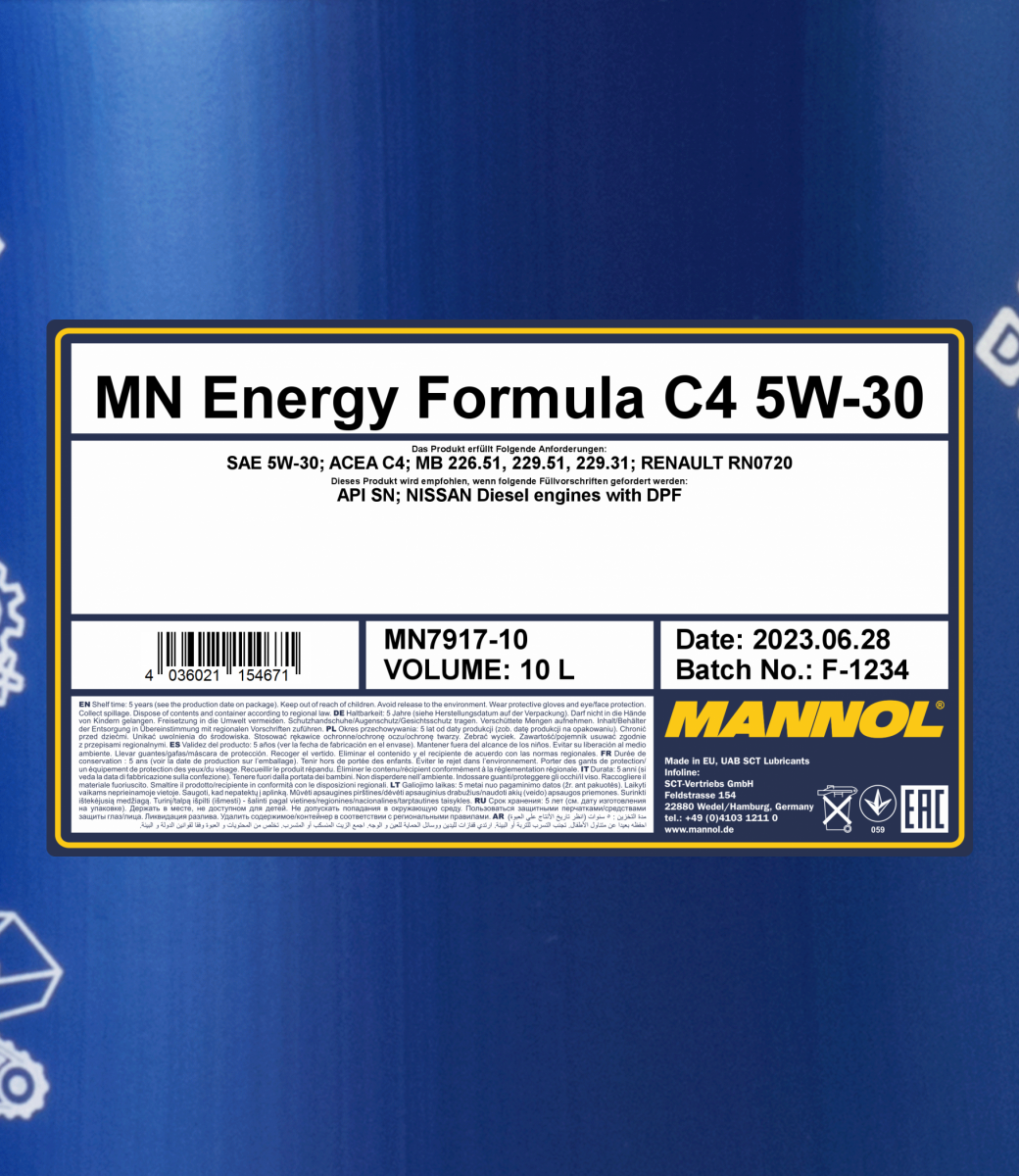 5W-30 Mannol 7917 Energy Formula C4 Motoröl 10 Liter