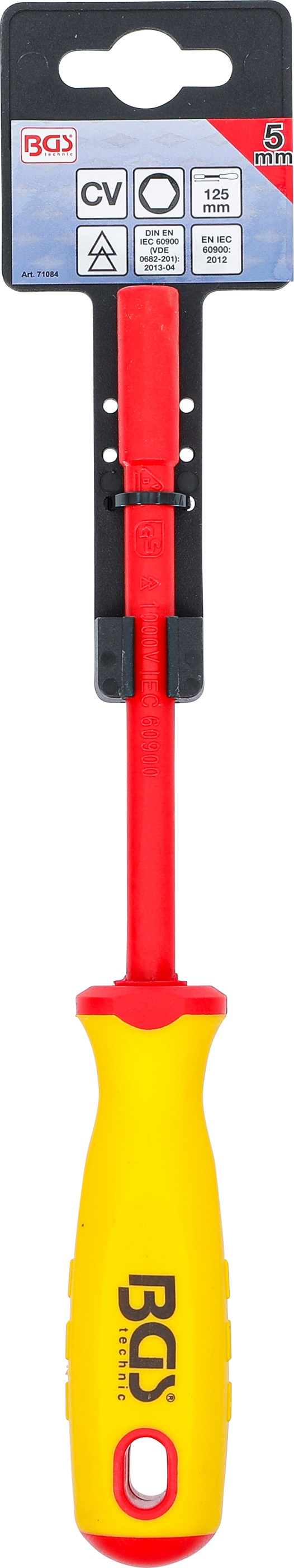 BGS VDE-Steckschlüssel-Schraubendreher | Sechskant | SW 5 mm | Klingenlänge 125 mm