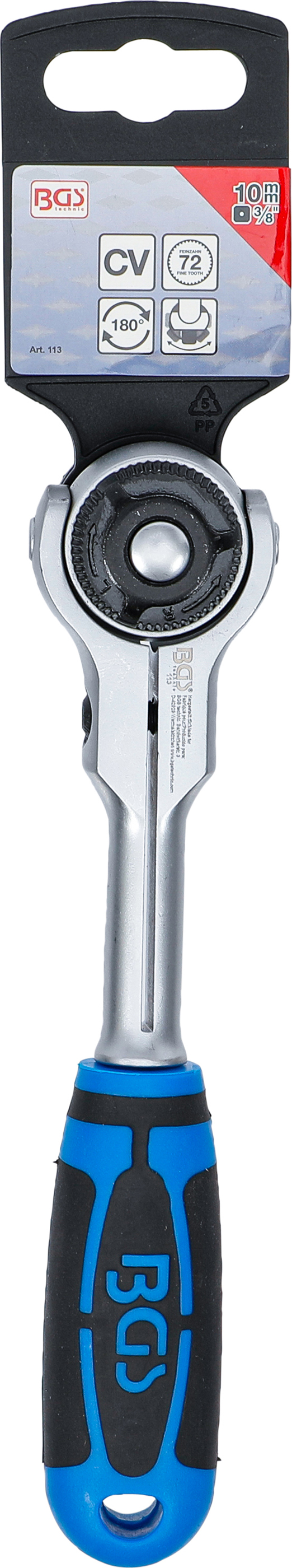 BGS Umschaltknarre mit Kugelkopf | Abtrieb Außenvierkant 10 mm (3/8")