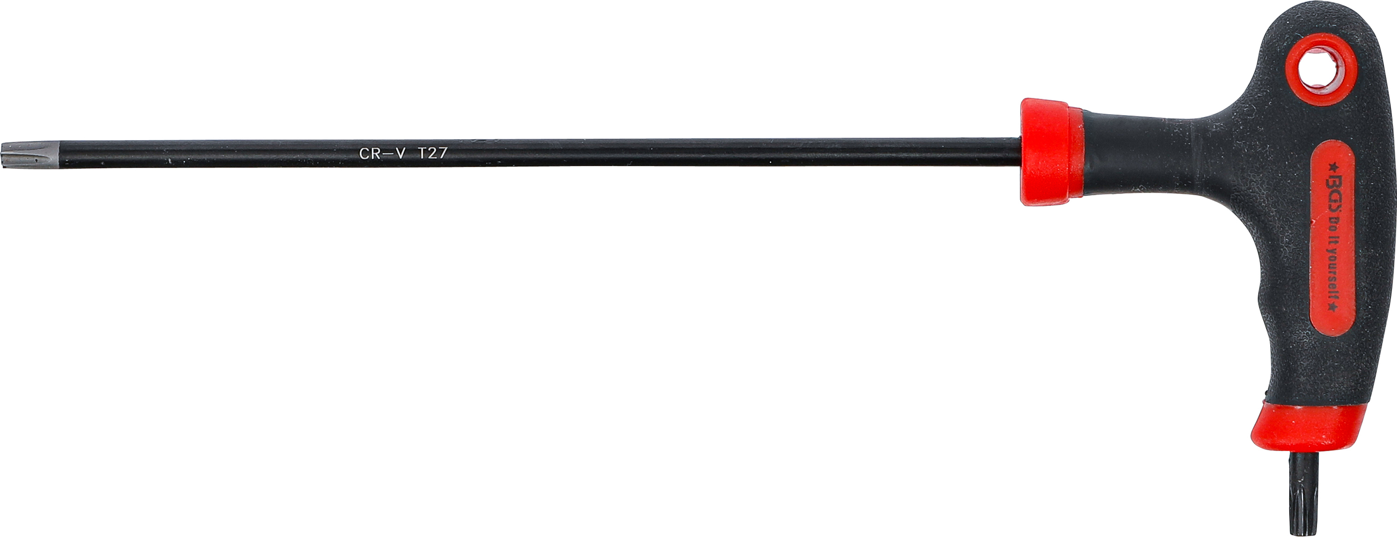 BGS Schraubendreher mit T-Griff und seitlicher Klinge | T-Profil (für Torx) mit/ohne Bohrung T27