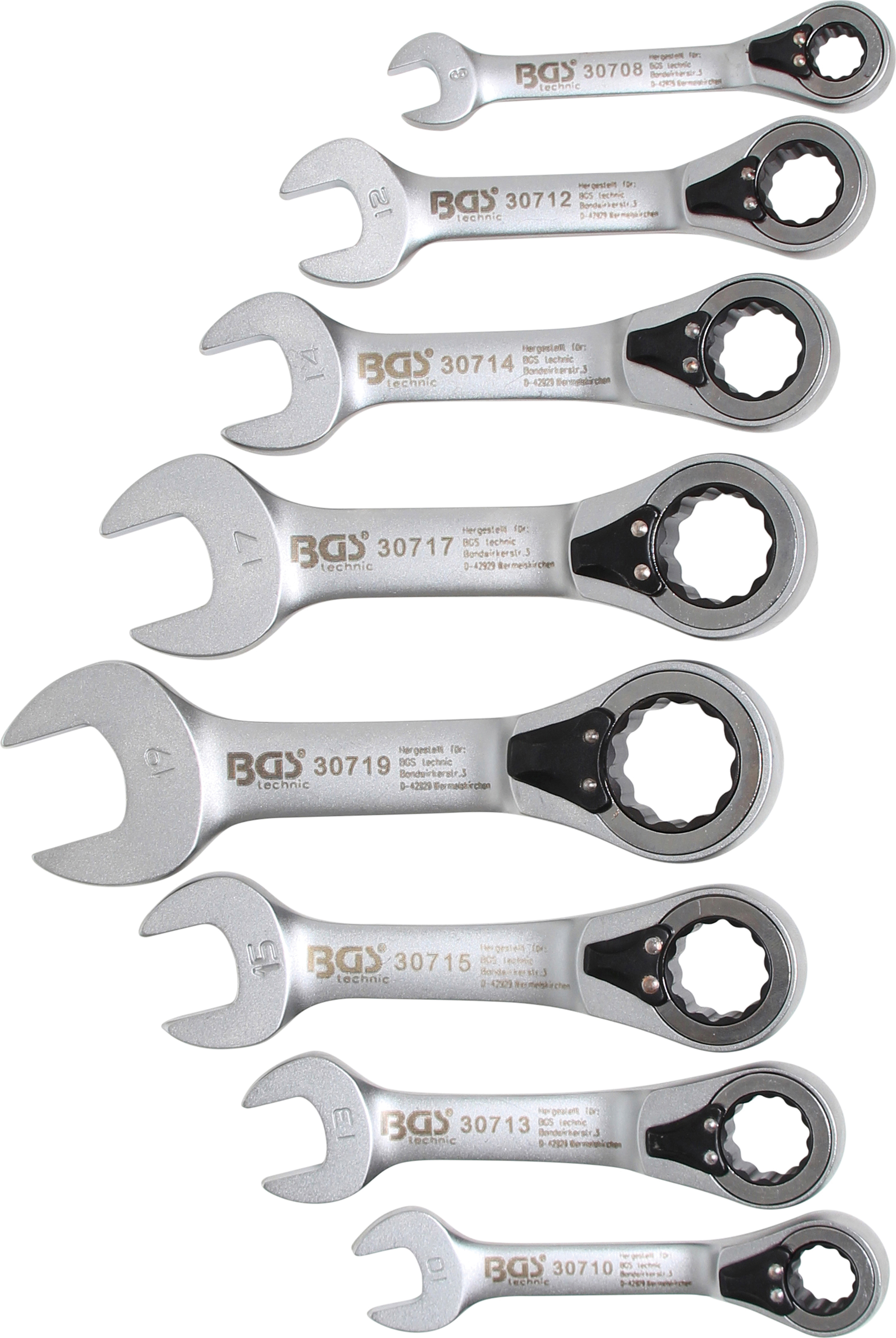BGS Ratschenring-Maulschlüssel-Satz | umschaltbar | SW 8 - 19 mm | 8-tlg.