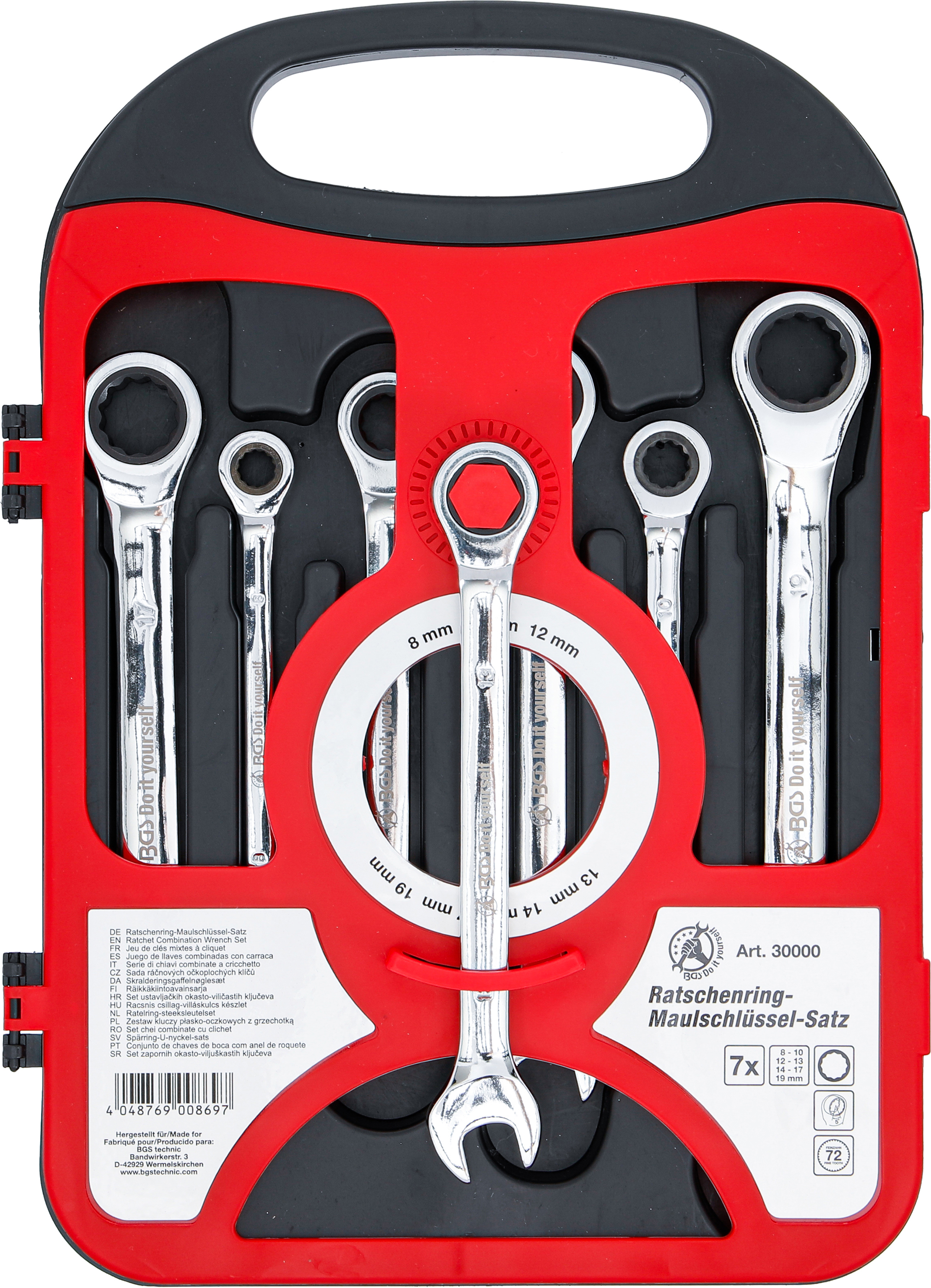 BGS Ratschenring-Maulschlüssel-Satz | SW 8 - 19 mm | 7-tlg.