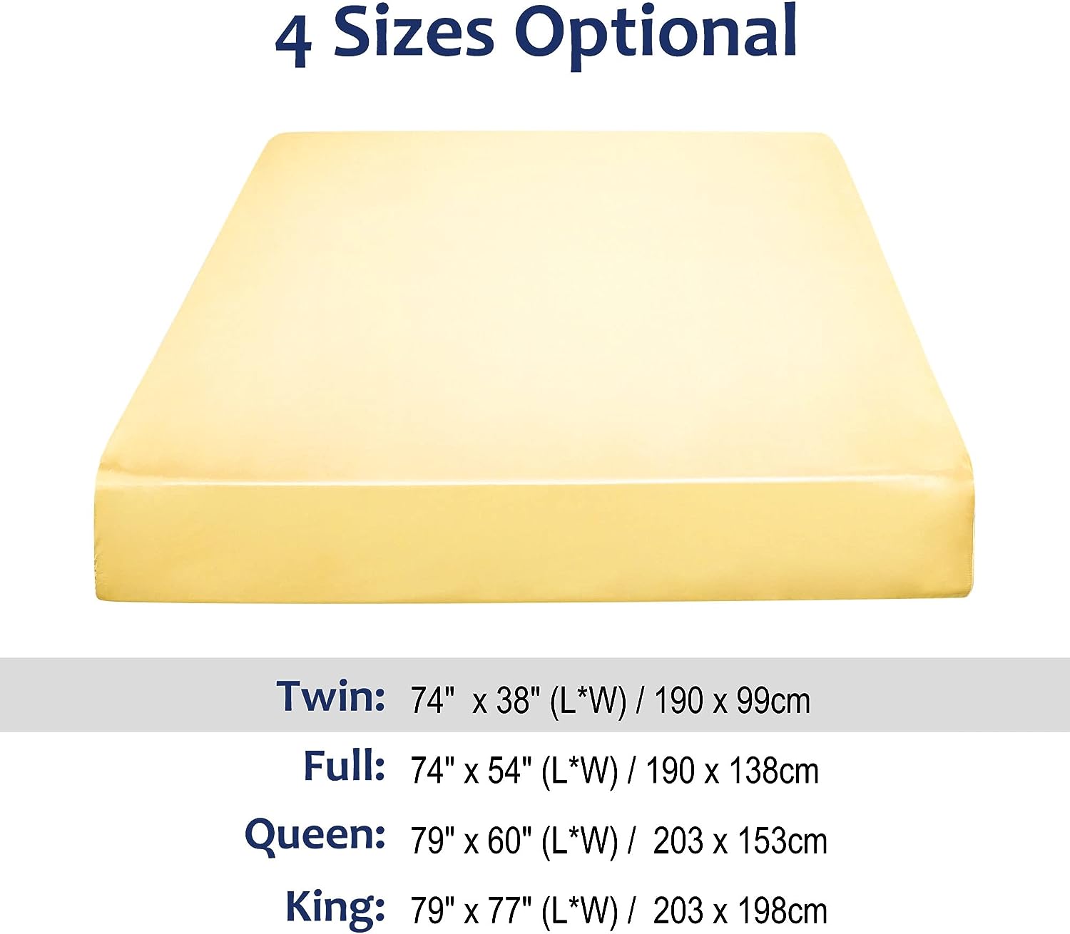 sourcing map Satin Spannbetttuch Bettlaken Fadenzahl 400 Matratzenhöhe 20-35cm Gold 90-100x200cm+20cm