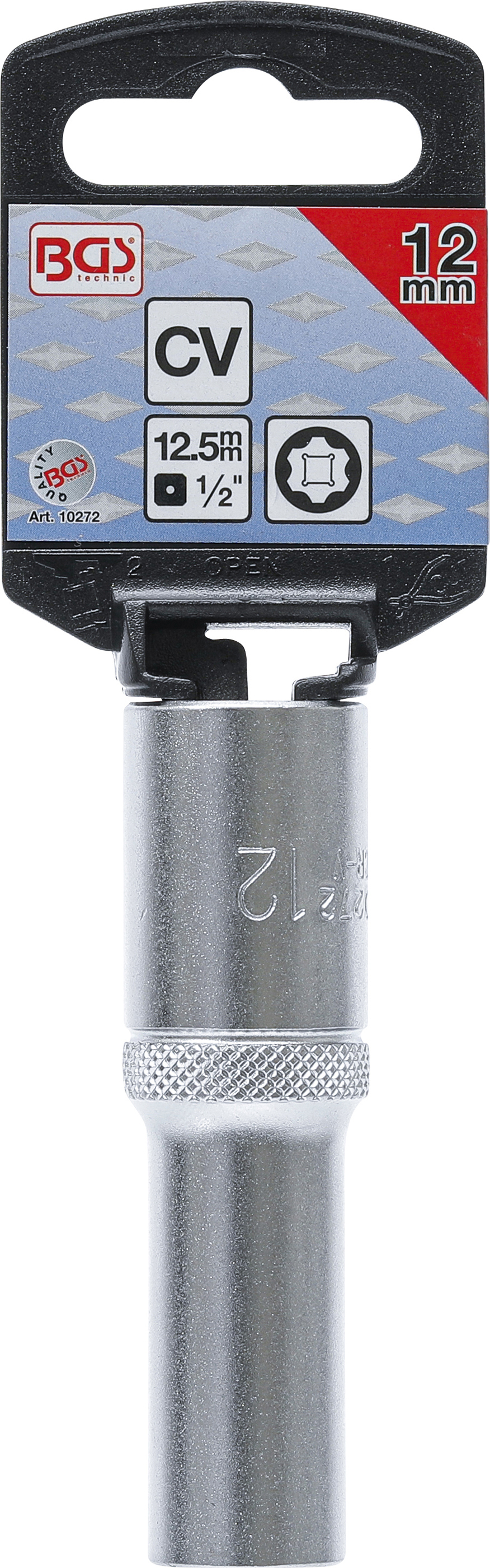 BGS Steckschlüssel-Einsatz Super Lock, tief | Antrieb Innenvierkant 12,5 mm (1/2") | SW 12 mm