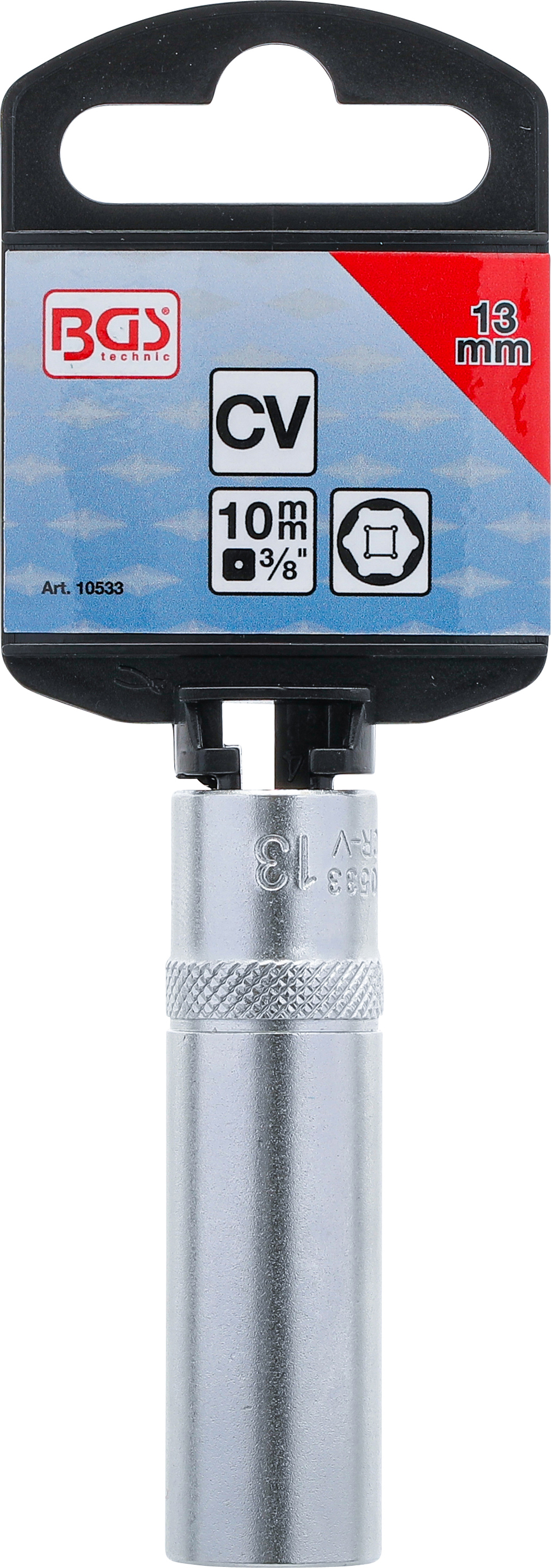 BGS Steckschlüssel-Einsatz Sechskant, tief | Antrieb Innenvierkant 10 mm (3/8") | SW 13 mm