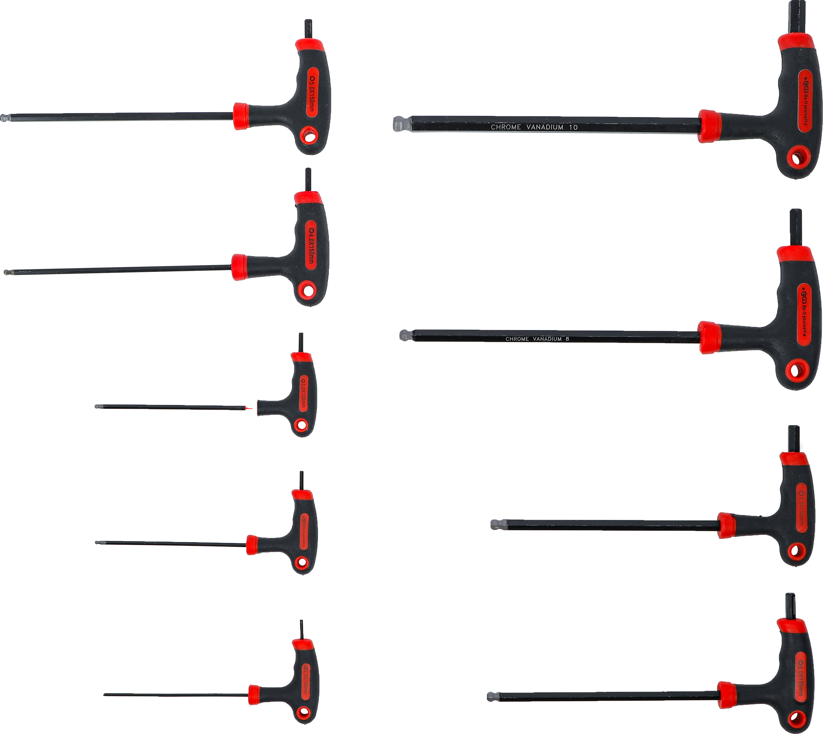 BGS Schraubendreher-Satz mit T-Griff und seitlicher Klinge | Innensechskant | 2 - 10 mm | 9-tlg.