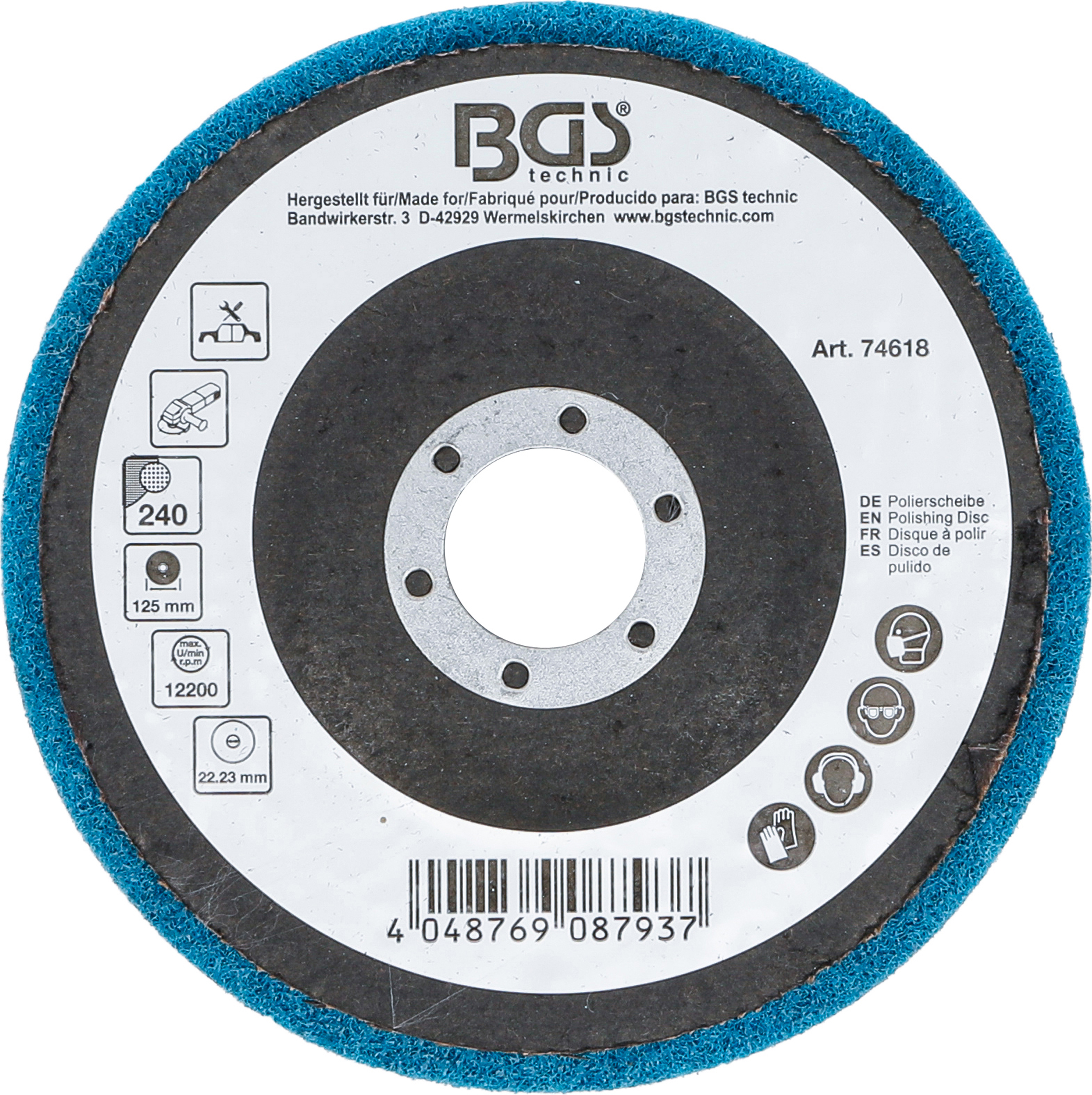 BGS Polierscheibe | Aluminiumoxid | Ø 125 mm | Körnung 240