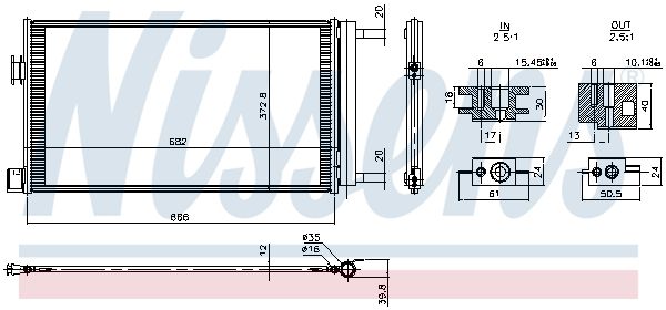 Kondensator, Klimaanlage “NISSENS 12 mm, 682 mm, 373 mm”