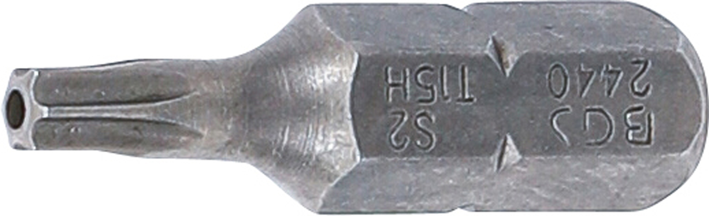 BGS Bit | Länge 25 mm | Antrieb Außensechskant 6,3 mm (1/4") | T-Profil (für Torx) mit Bohrung T15