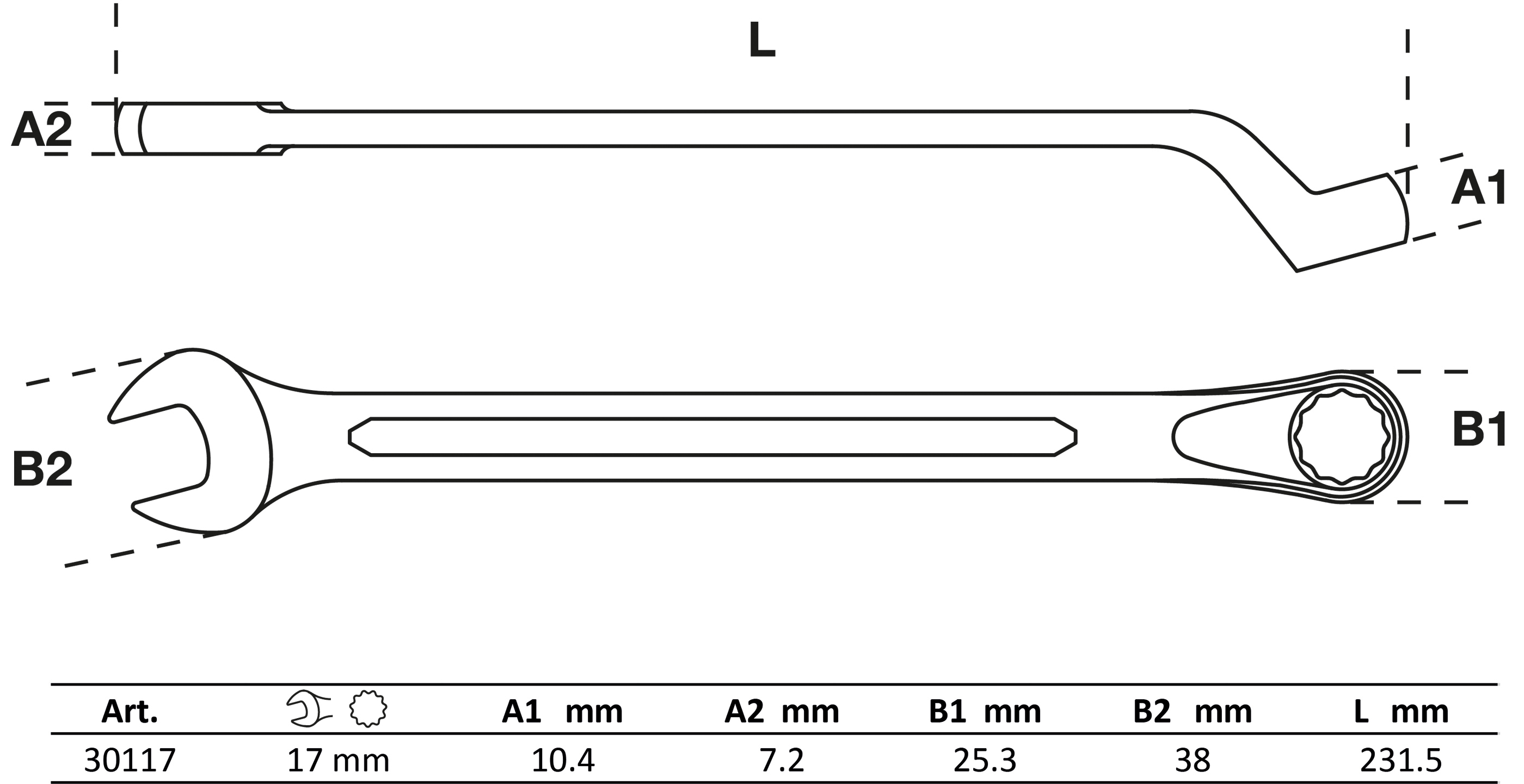 BGS Maul-Ringschlüssel, gekröpft | SW 17 mm