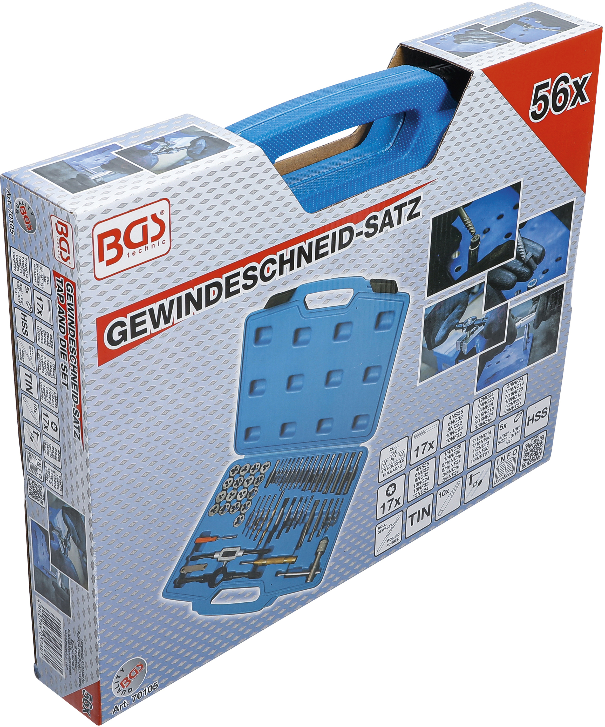BGS Gewindeschneid-Satz | Zoll | 1/4" - 1/2" | 56-tlg.