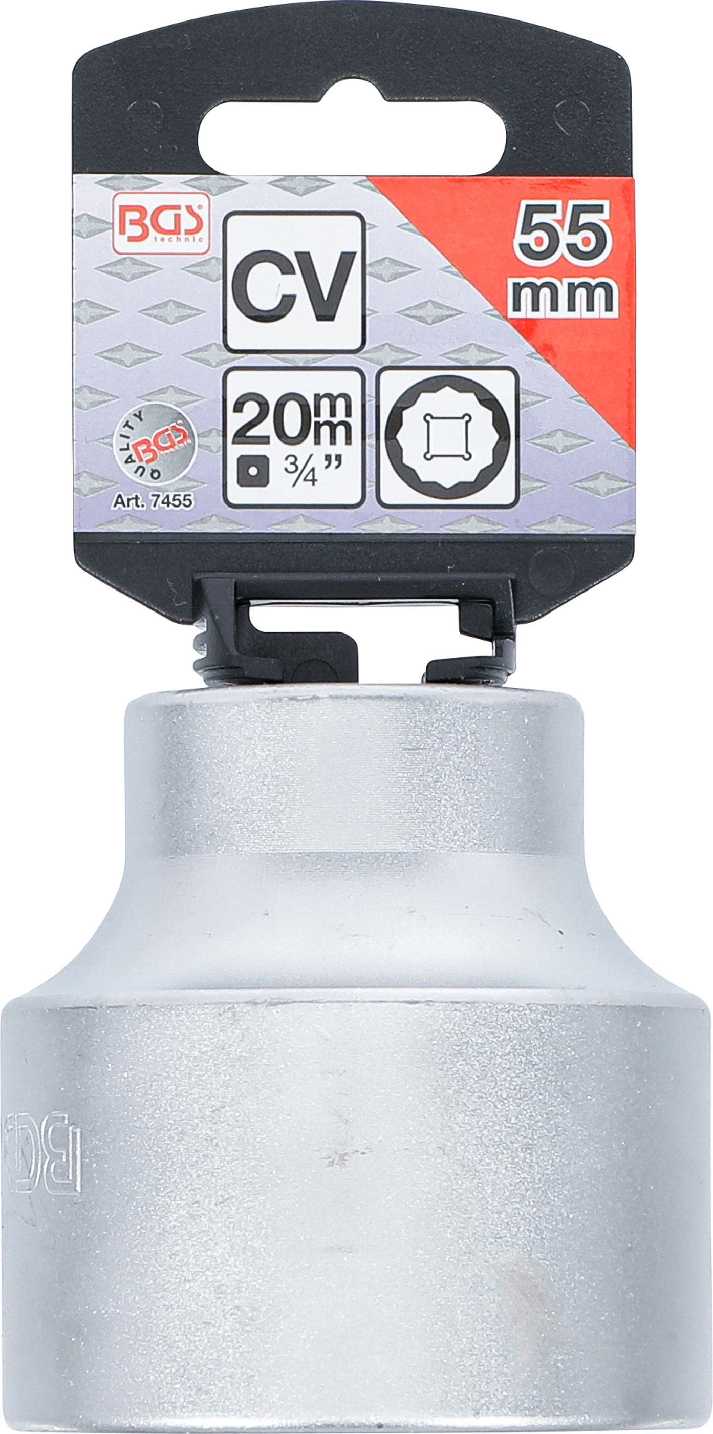 BGS Steckschlüssel-Einsatz Zwölfkant | Antrieb Innenvierkant 20 mm (3/4") | SW 55 mm