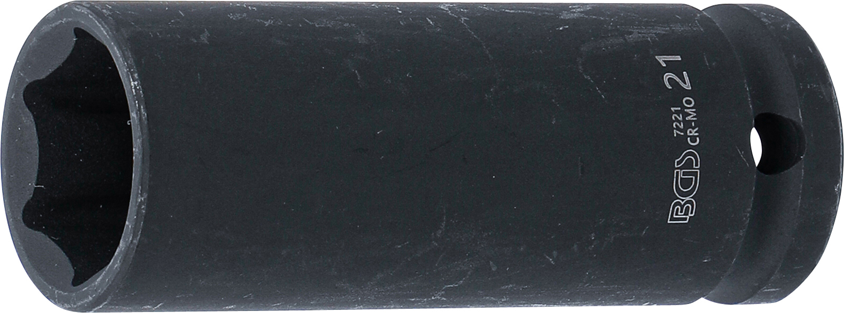 BGS Kraft-Steckschlüssel-Einsatz Sechskant, tief | Antrieb Innenvierkant 12,5 mm (1/2") | SW 21 mm