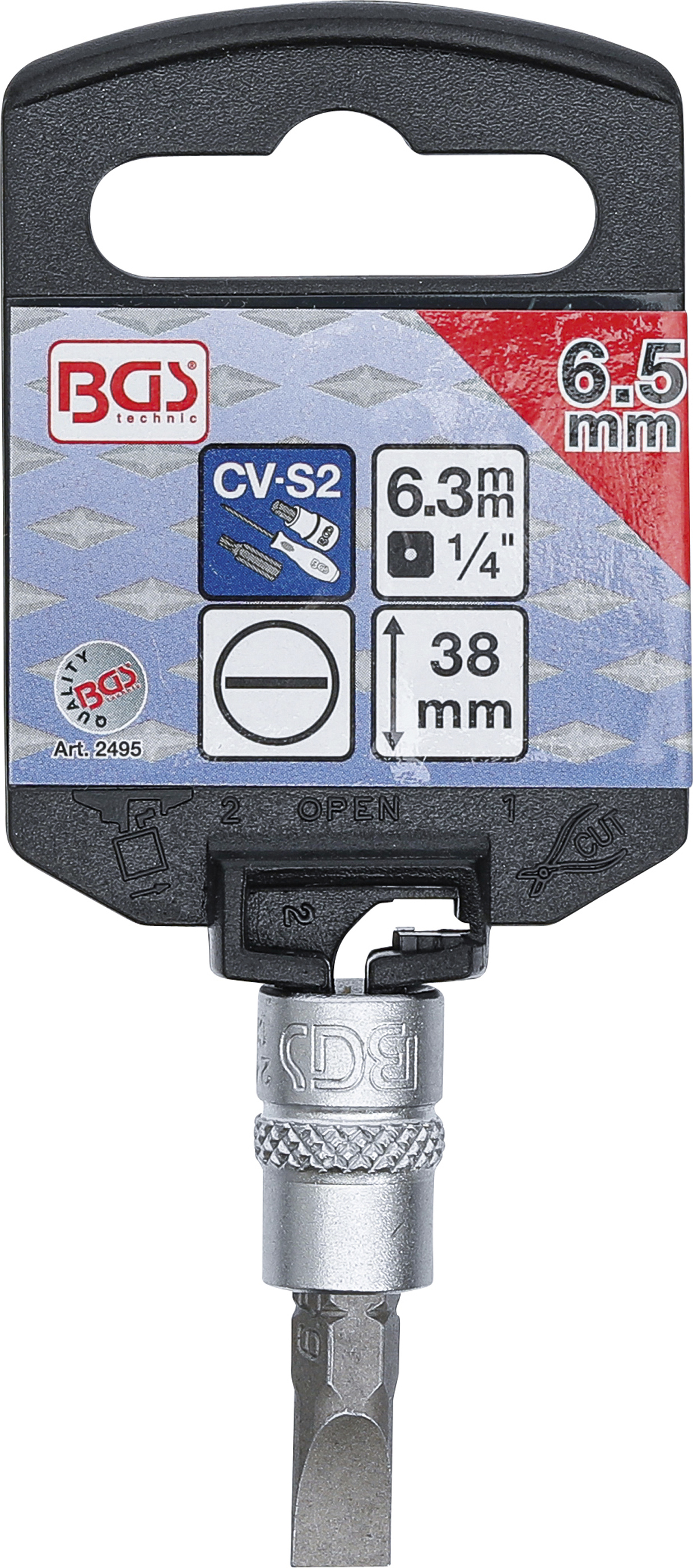 BGS Bit-Einsatz | Antrieb Innenvierkant 6,3 mm (1/4") | Schlitz 6,5 mm