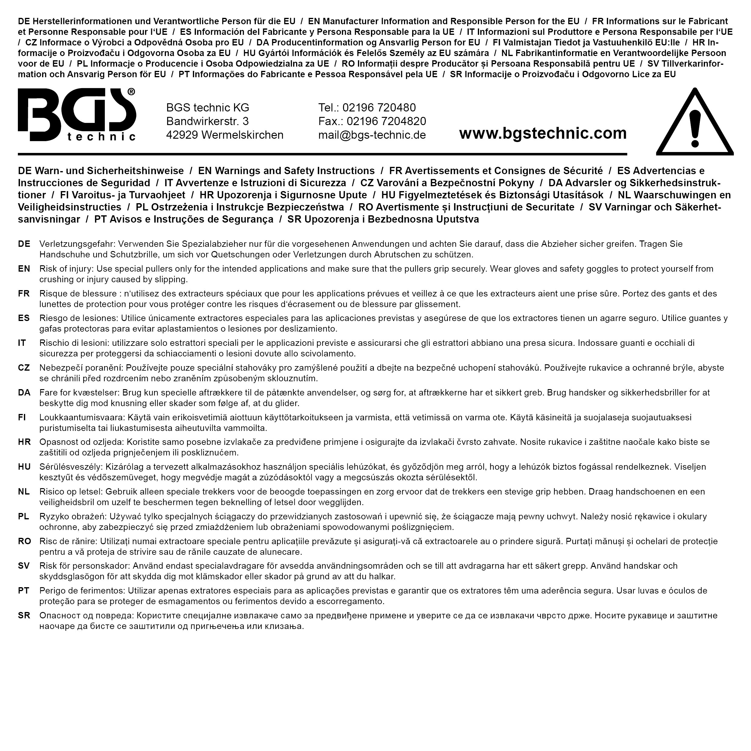 BGS Lenkrad-Abzieher-Satz | 87 + 153 mm | 8-tlg.