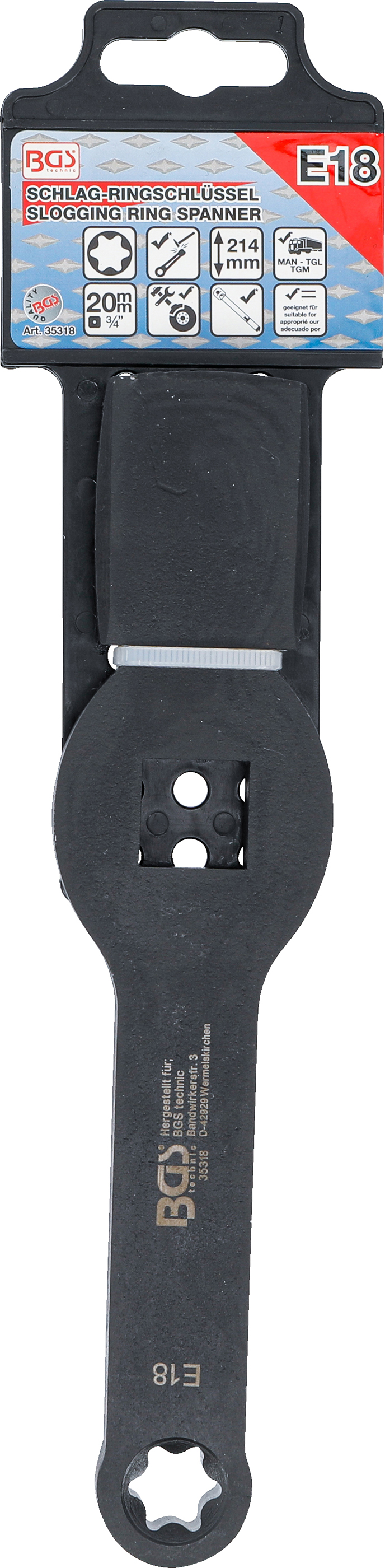 BGS Schlag-Ringschlüssel | E-Profil (für Torx) | mit 2 Schlagflächen | SW E18
