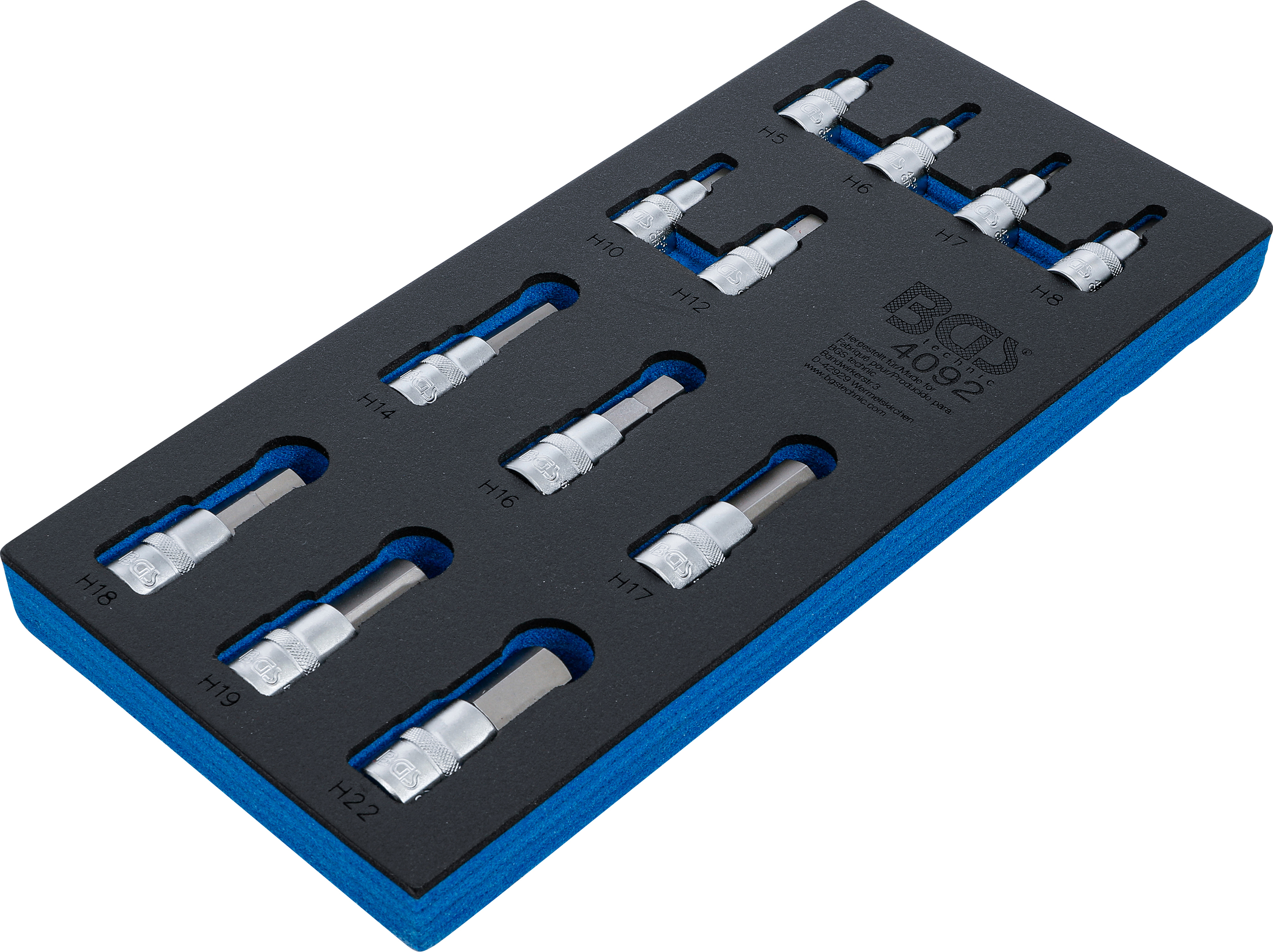 BGS Werkstattwageneinlage 1/3: Bit-Einsatz-Satz | Innensechskant | 12,5 mm (1/2") | 12-tlg.