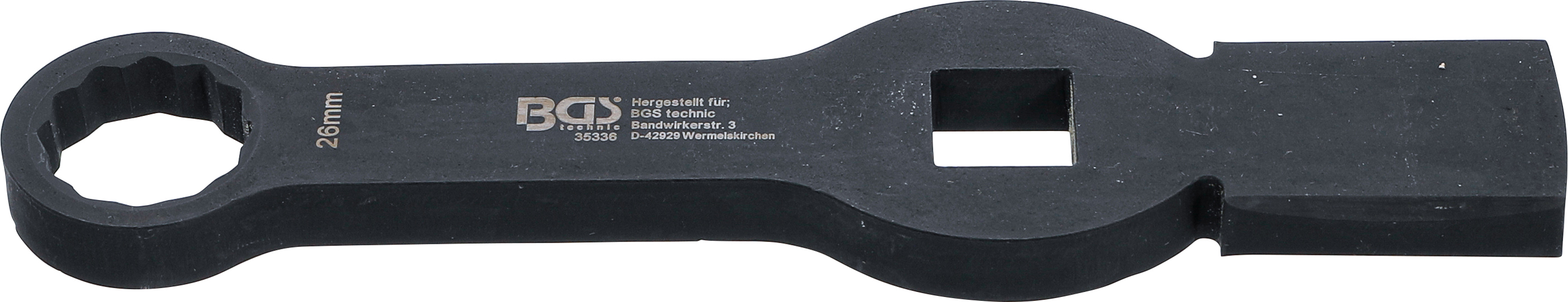 BGS Schlag-Ringschlüssel | Zwölfkant | mit 2 Schlagflächen | SW 26 mm