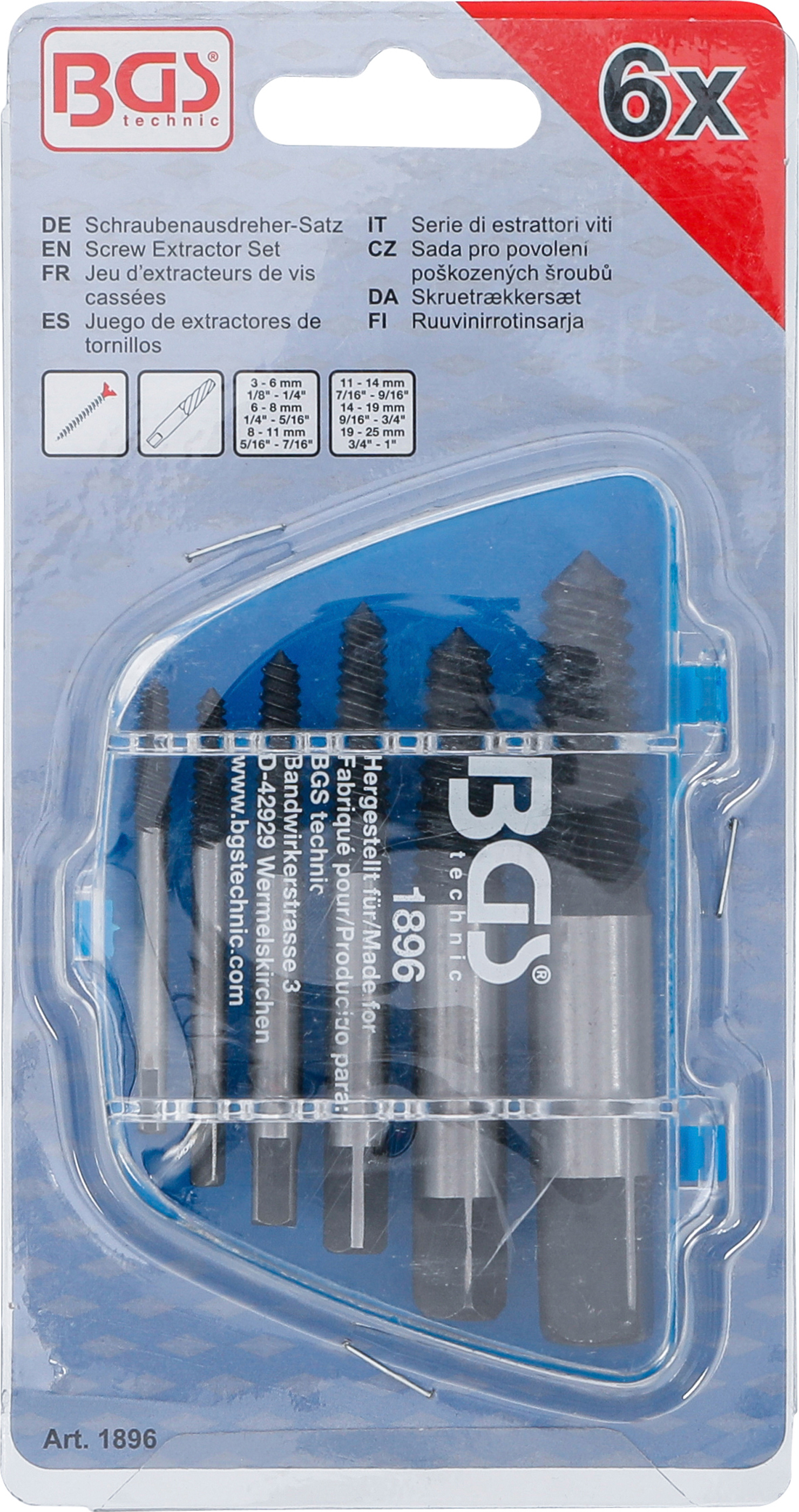 BGS Schraubenausdreher-Satz | Größen 1 - 6 | 6-tlg.