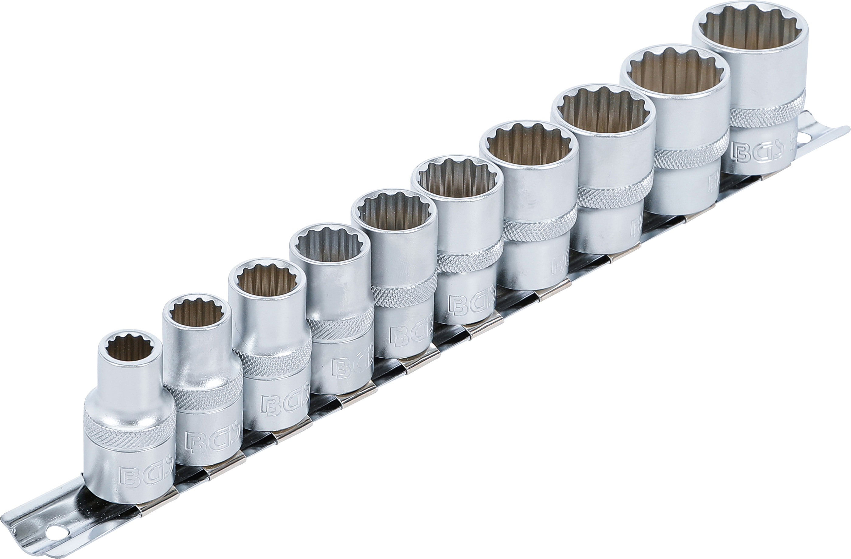 BGS Steckschlüssel-Einsatz-Satz, Zwölfkant | Antrieb Innenvierkant 12,5 mm (1/2") | Zollgrößen | 10-tlg.