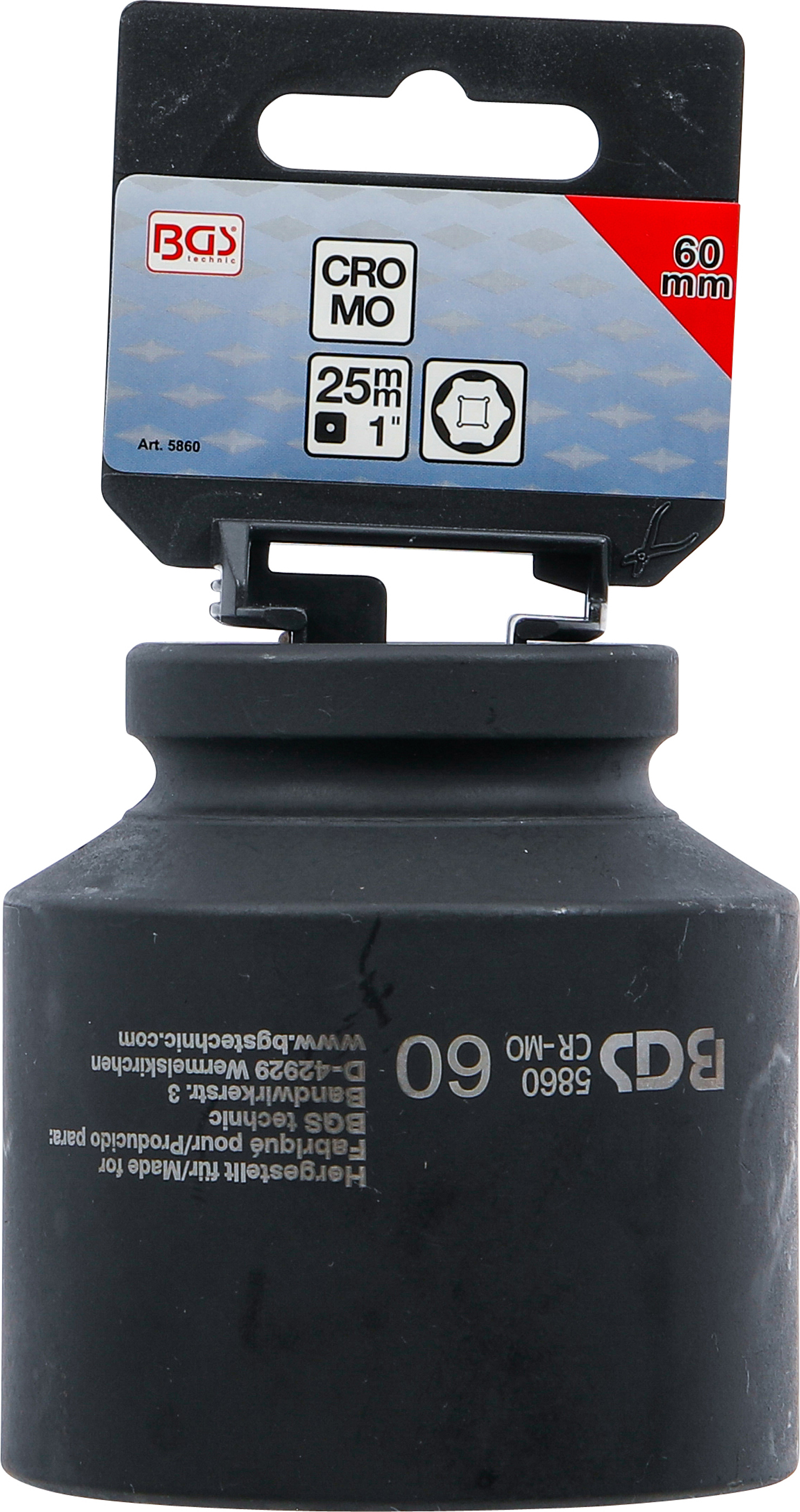 BGS Kraft-Steckschlüssel-Einsatz Sechskant | Antrieb Innenvierkant 25 mm (1") | SW 60 mm