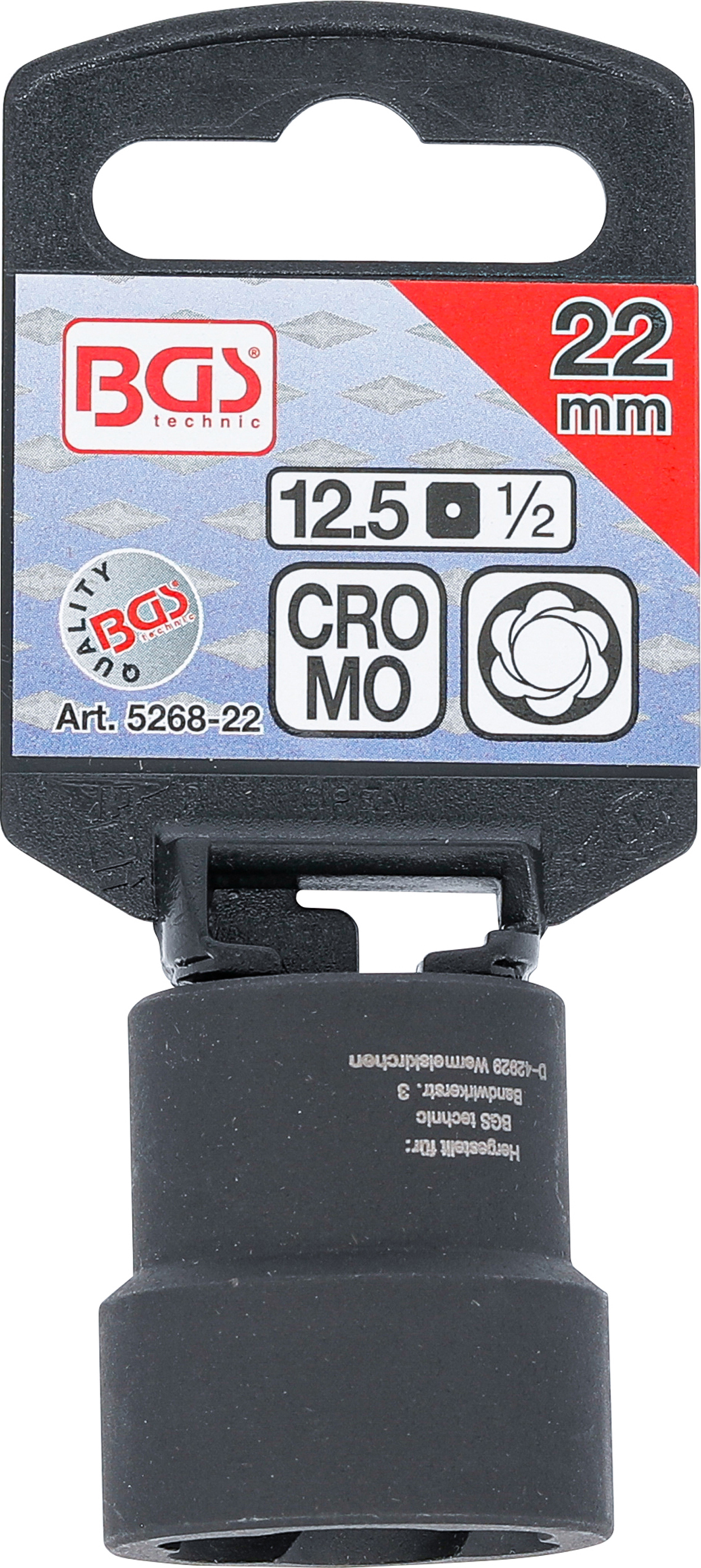BGS Spiral-Profil-Steckschlüssel-Einsatz / Schraubenausdreher | Antrieb Innenvierkant 12,5 mm (1/2") | SW 22 mm