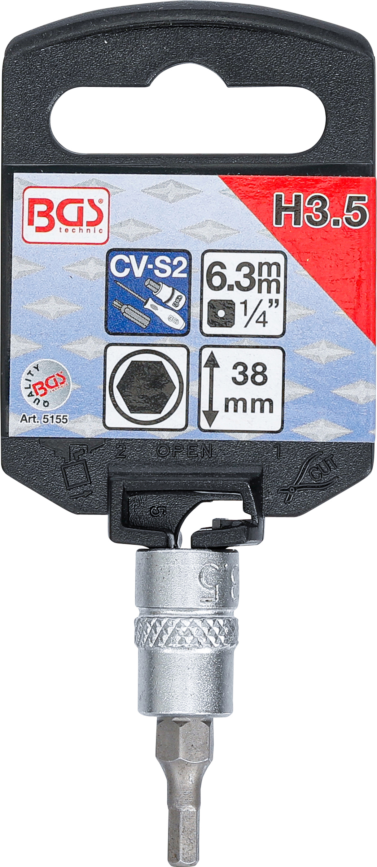 BGS Bit-Einsatz | Antrieb Innenvierkant 6,3 mm (1/4") | Innensechskant 3,5 mm