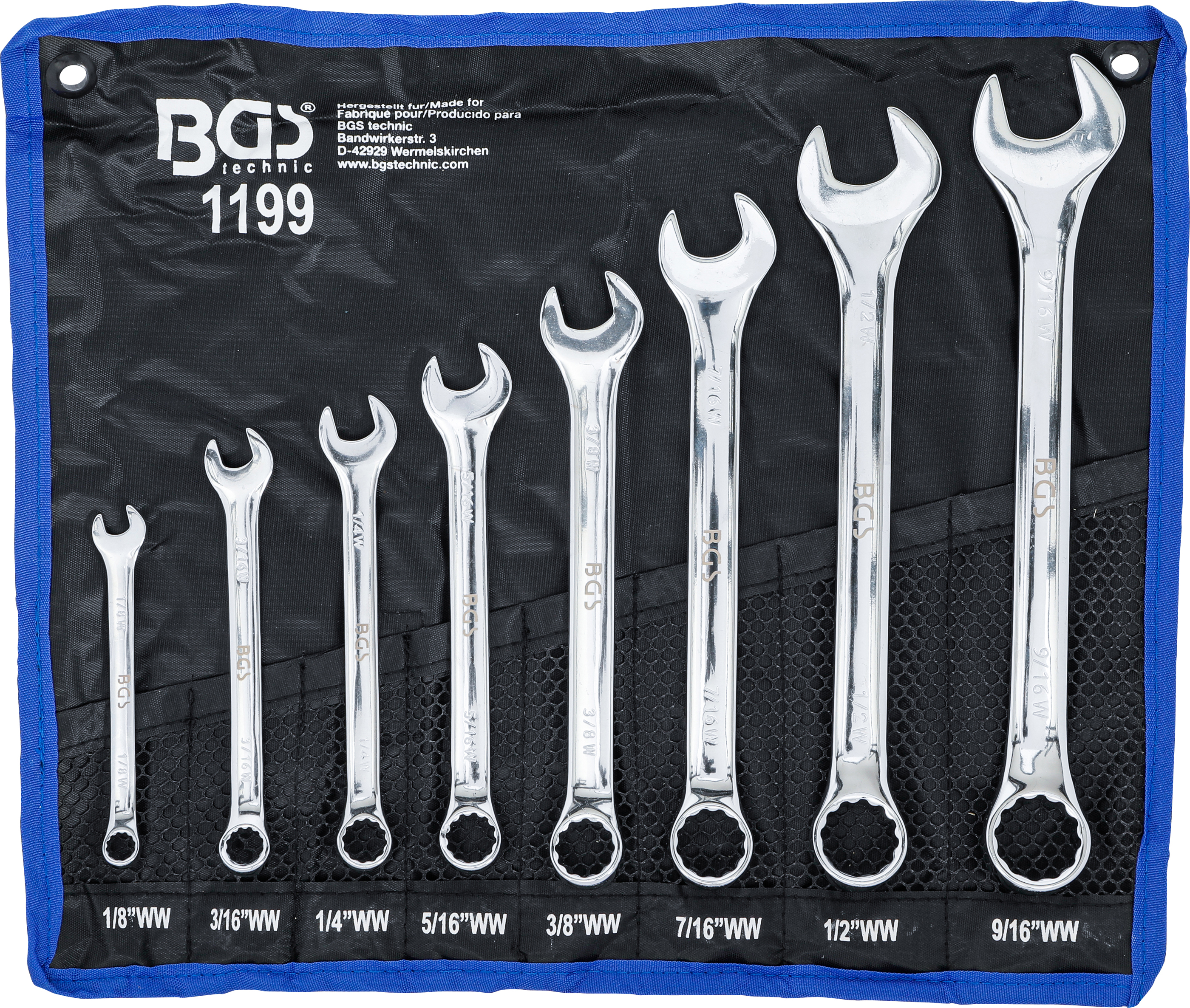 BGS Maul-Ringschlüssel-Satz | Zollgrößen | SW 1/8" - 9/16" Withworth | 8-tlg.