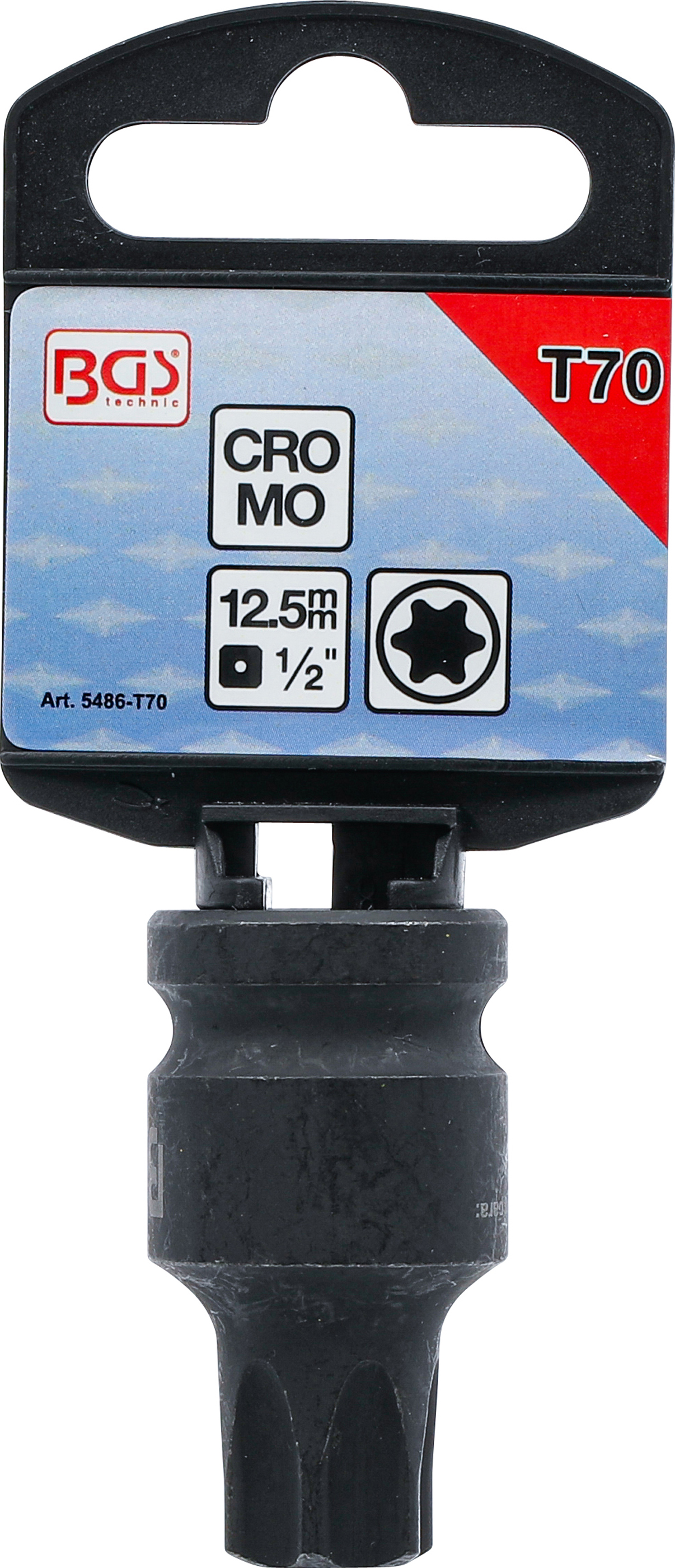 BGS Kraft-Bit-Einsatz | Länge 42 mm | Antrieb Innenvierkant 12,5 mm (1/2") | T-Profil (für Torx) T70