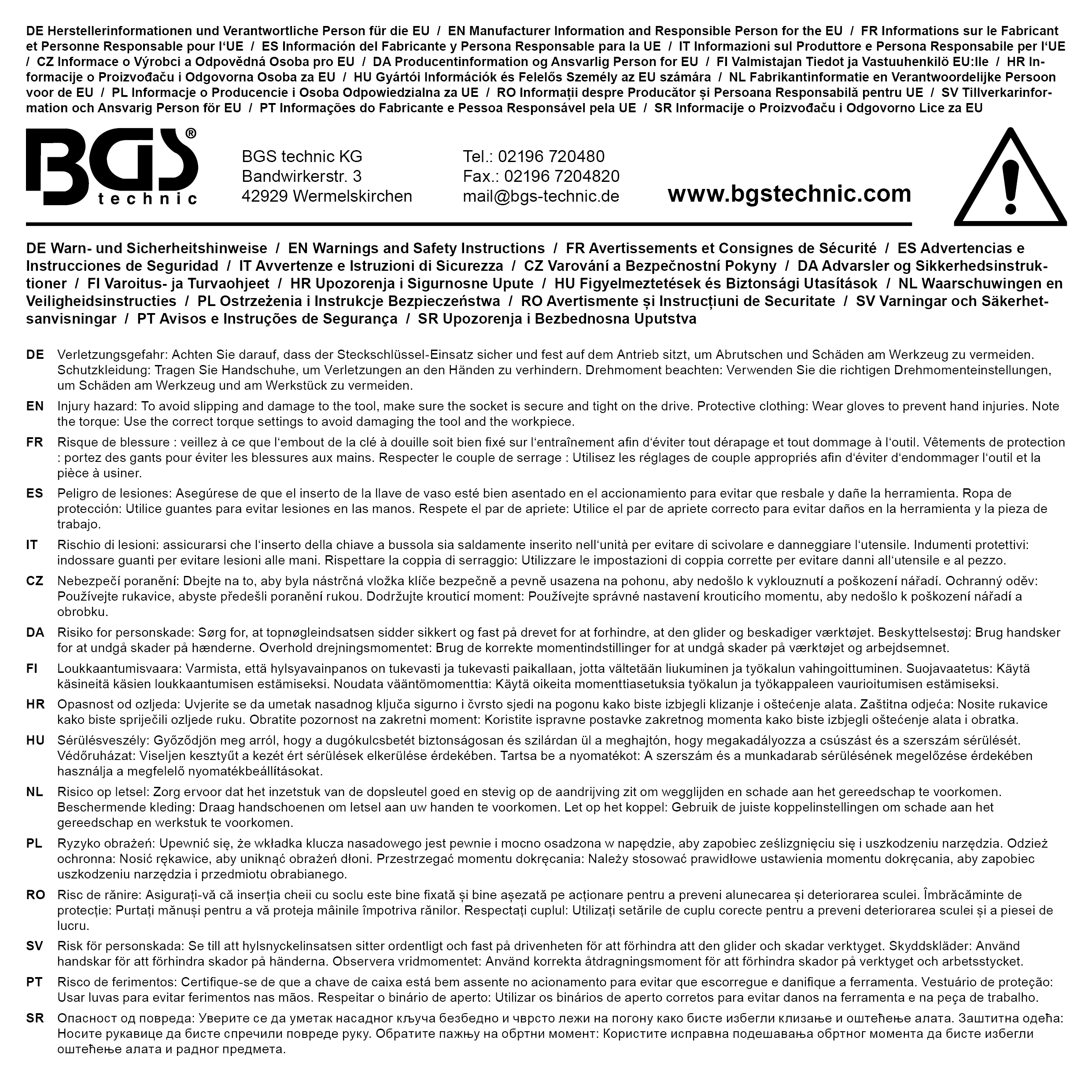BGS Steckschlüssel-Einsatz Gear Lock, tief | Antrieb Innenvierkant 6,3 mm (1/4") | SW 11 mm