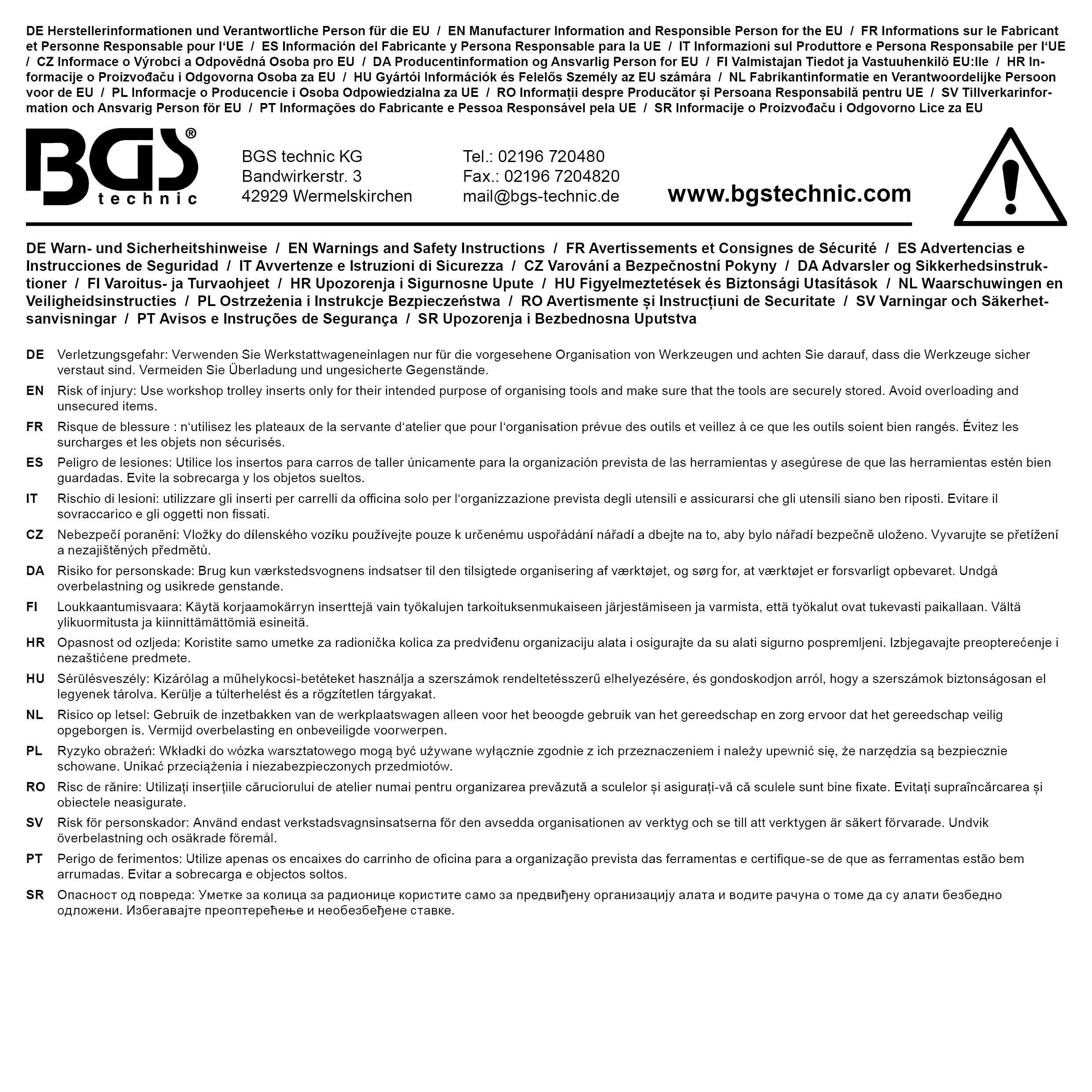 BGS Werkstattwageneinlage 3/3 | leer | für Art. 4012