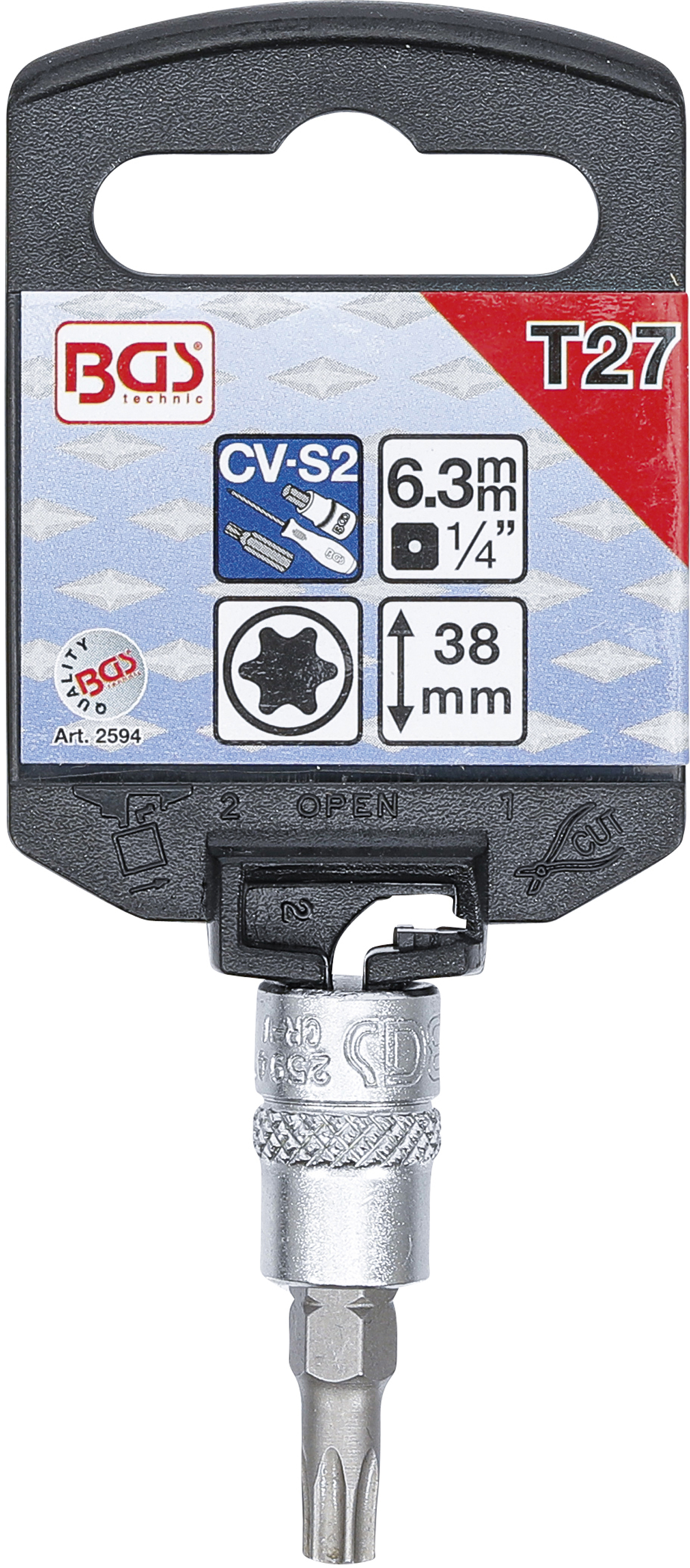 BGS Bit-Einsatz | Antrieb Innenvierkant 6,3 mm (1/4") | T-Profil (für Torx) T27