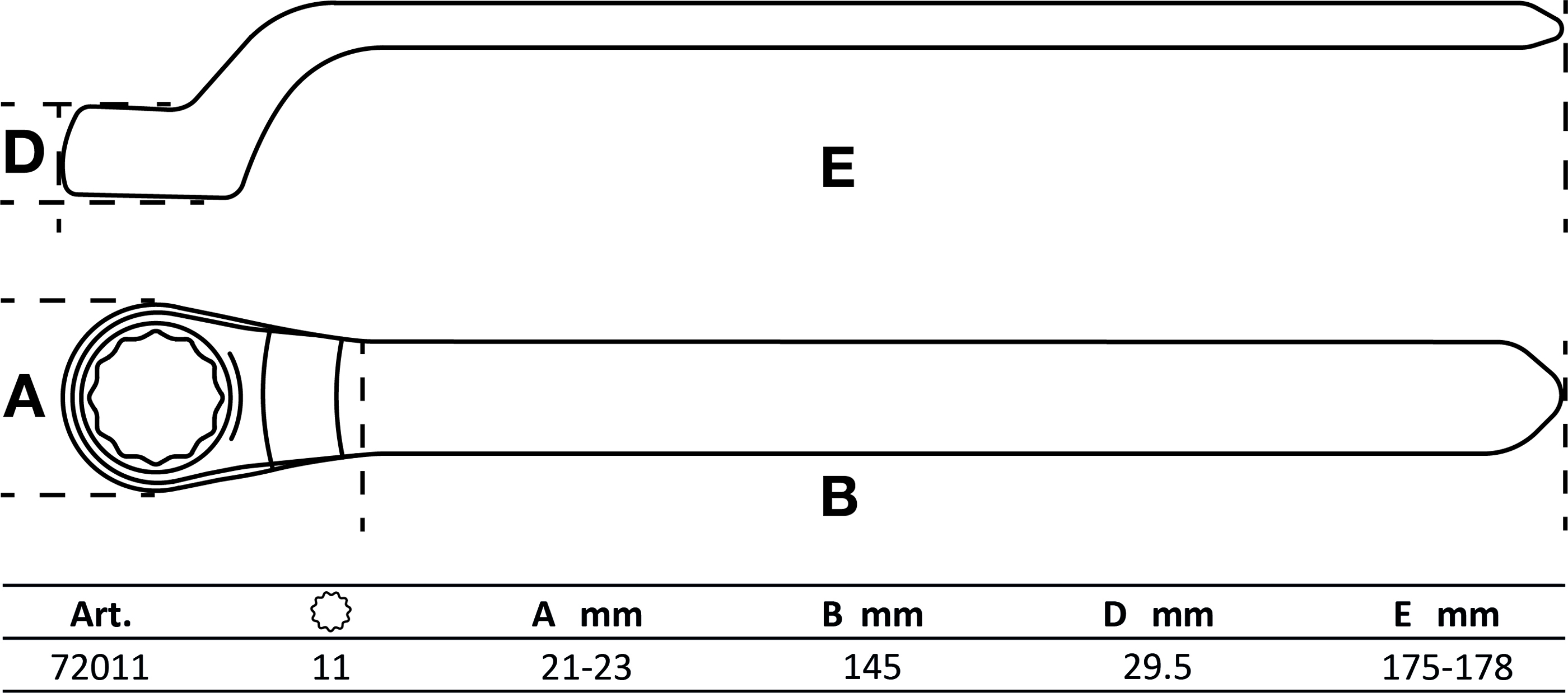 BGS VDE-Einringschlüssel | tief gekröpft | SW 11 mm