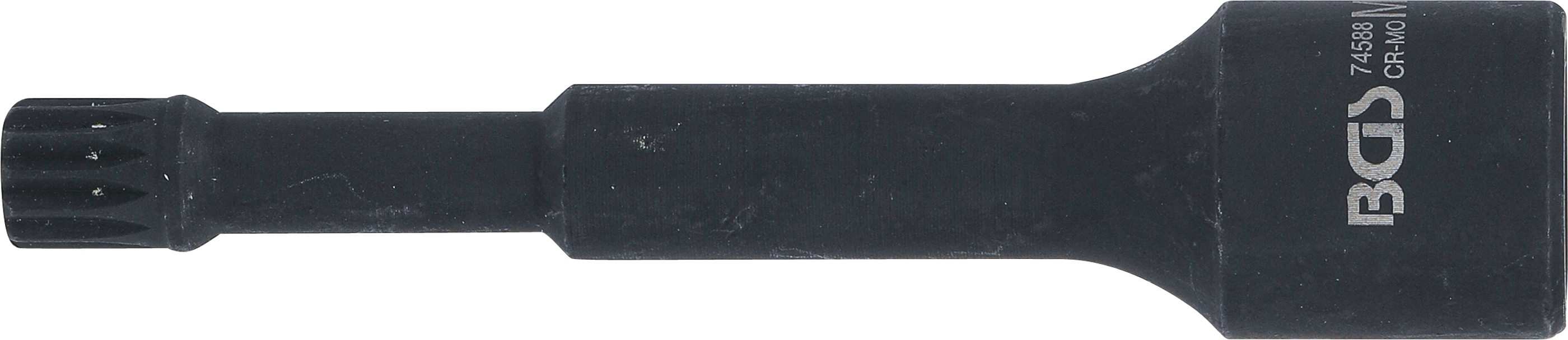 BGS Kraft-Spezial-Bit-Einsatz | Länge 115 mm | Antrieb Innenvierkant 12,5 mm (1/2") | Innenvielzahn (für XZN) M12 | für VAG