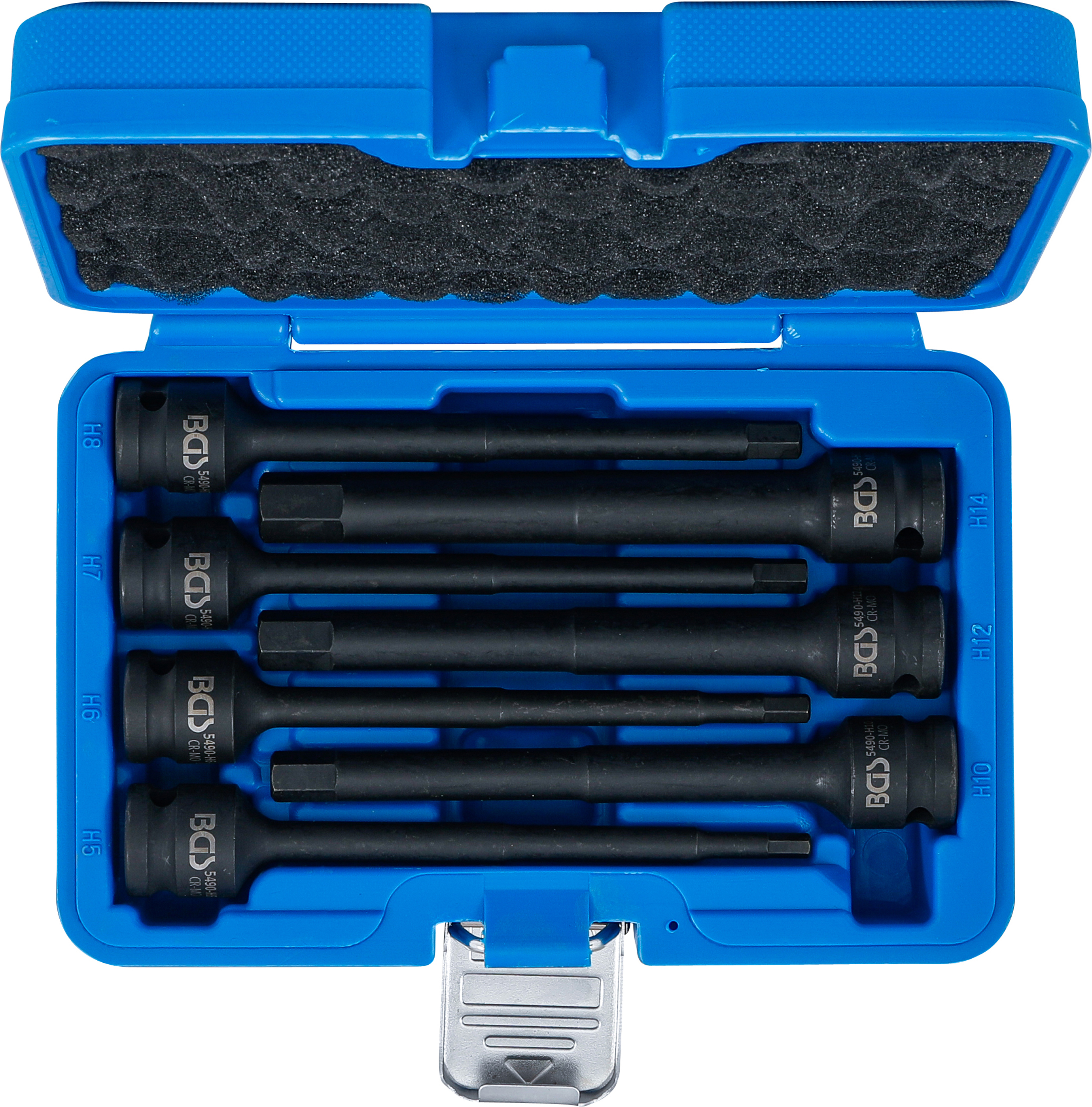 BGS Kraft-Bit-Einsatz-Satz | Länge 150 mm | Antrieb Innenvierkant 12,5 mm (1/2") | Innensechskant 5 - 14 mm | 7-tlg.