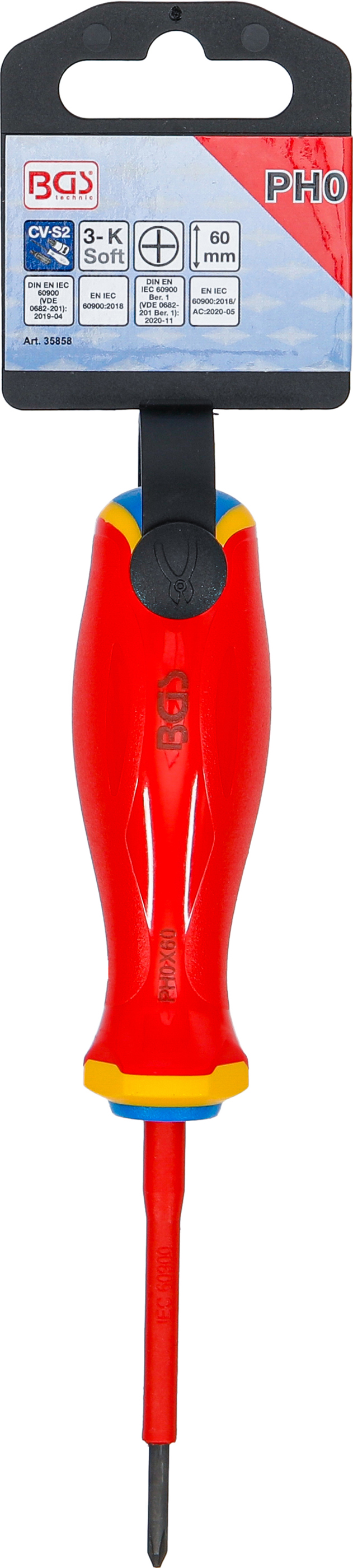 BGS VDE-Schraubendreher | extra dünne Spitze | Kreuzschlitz PH0