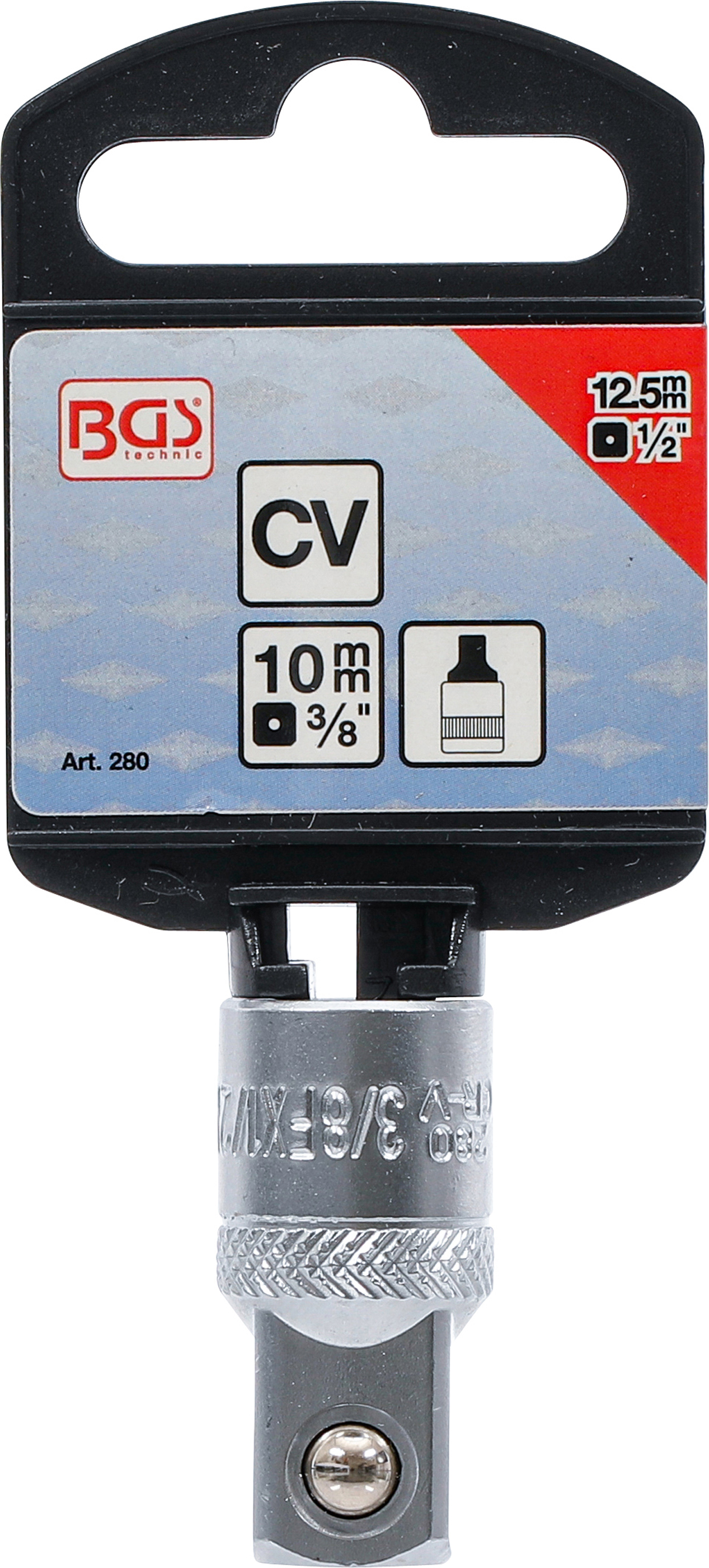 BGS Steckschlüssel-Adapter | Innenvierkant 10 mm (3/8") - Außenvierkant 12,5 mm (1/2")